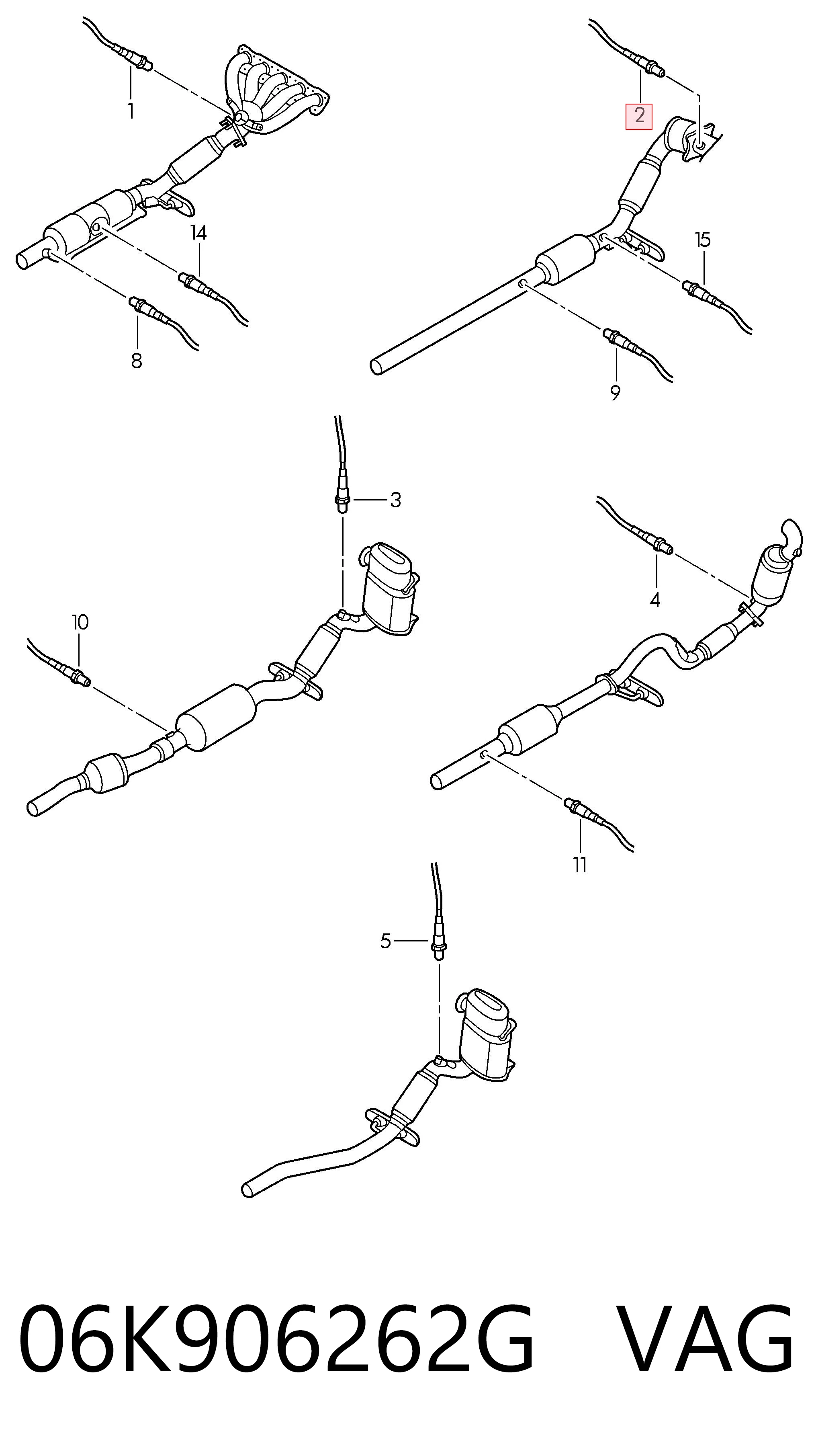 06K906262G VAG Sonda lambda, sensor de oxigênio até o catalisador