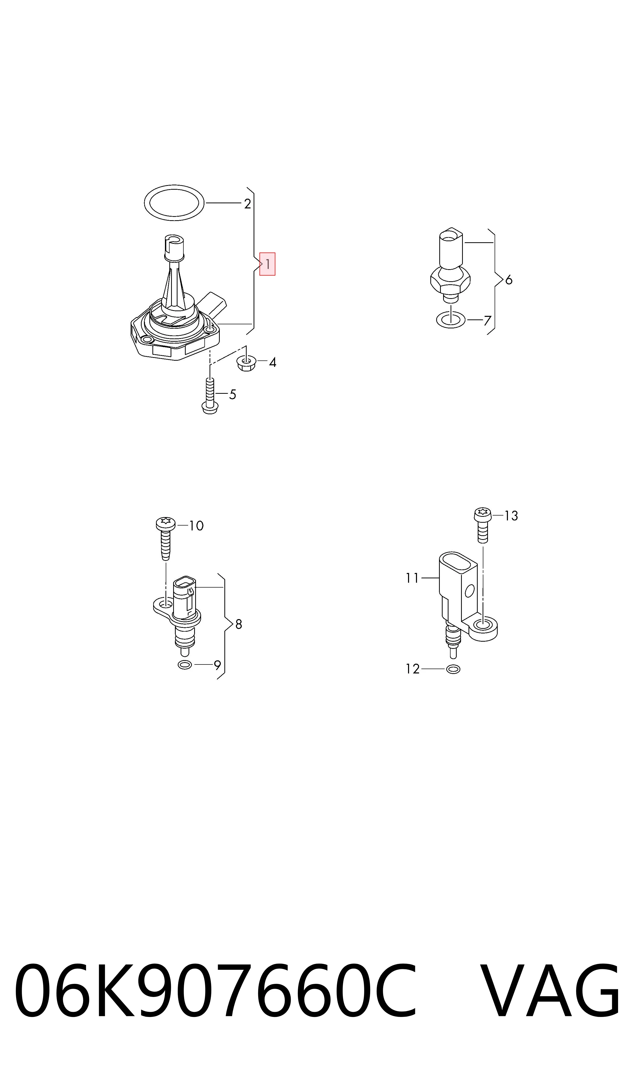 06K907660C VAG Sensor do nível de óleo de motor