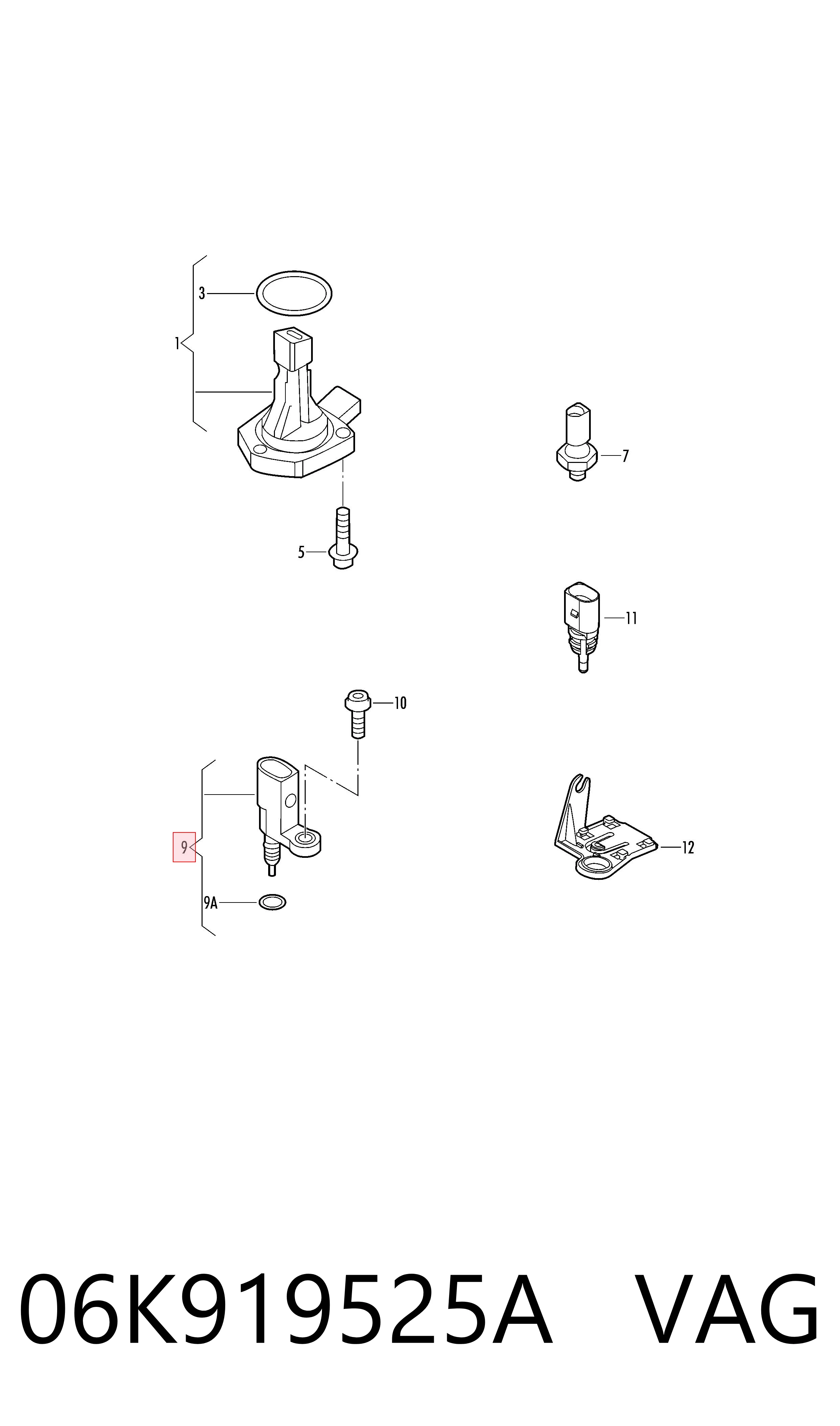 06K919525A VAG Sensor de temperatura do fluido de esfriamento