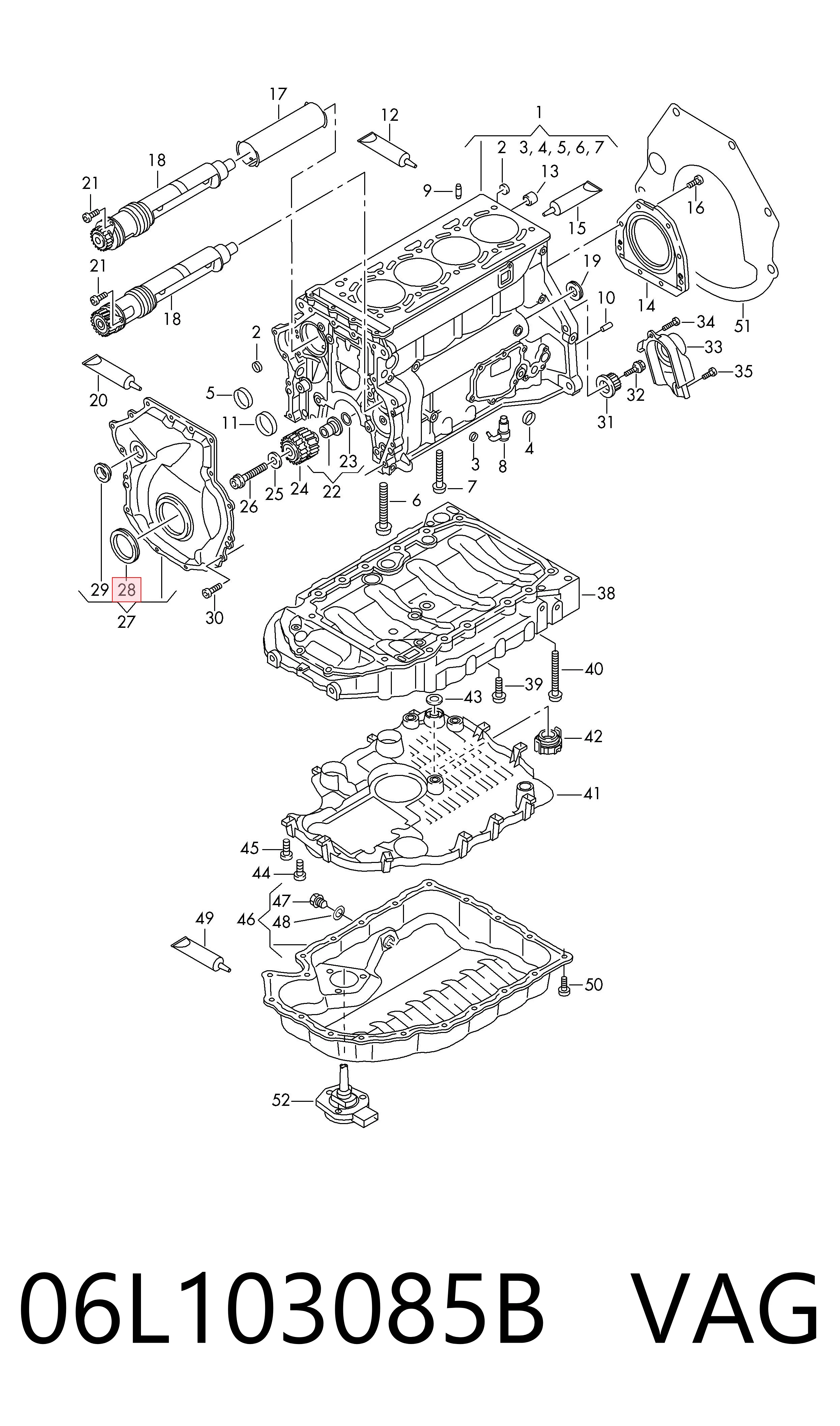 06L103085B VAG Vedação dianteira de cambota de motor