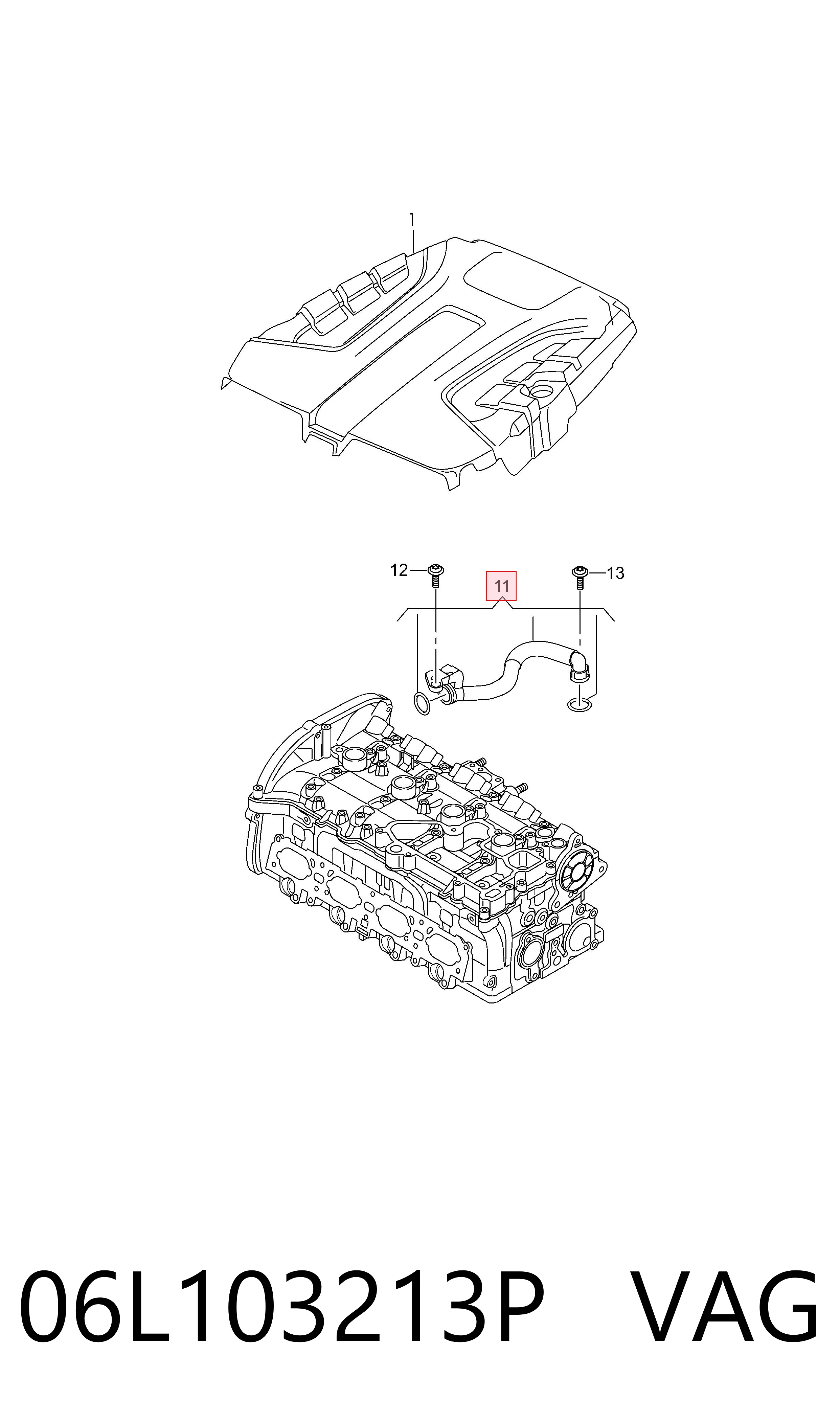 Cano derivado de ventilação de cárter (de separador de óleo) Audi A4  8W5, 8WD ao melhor preço