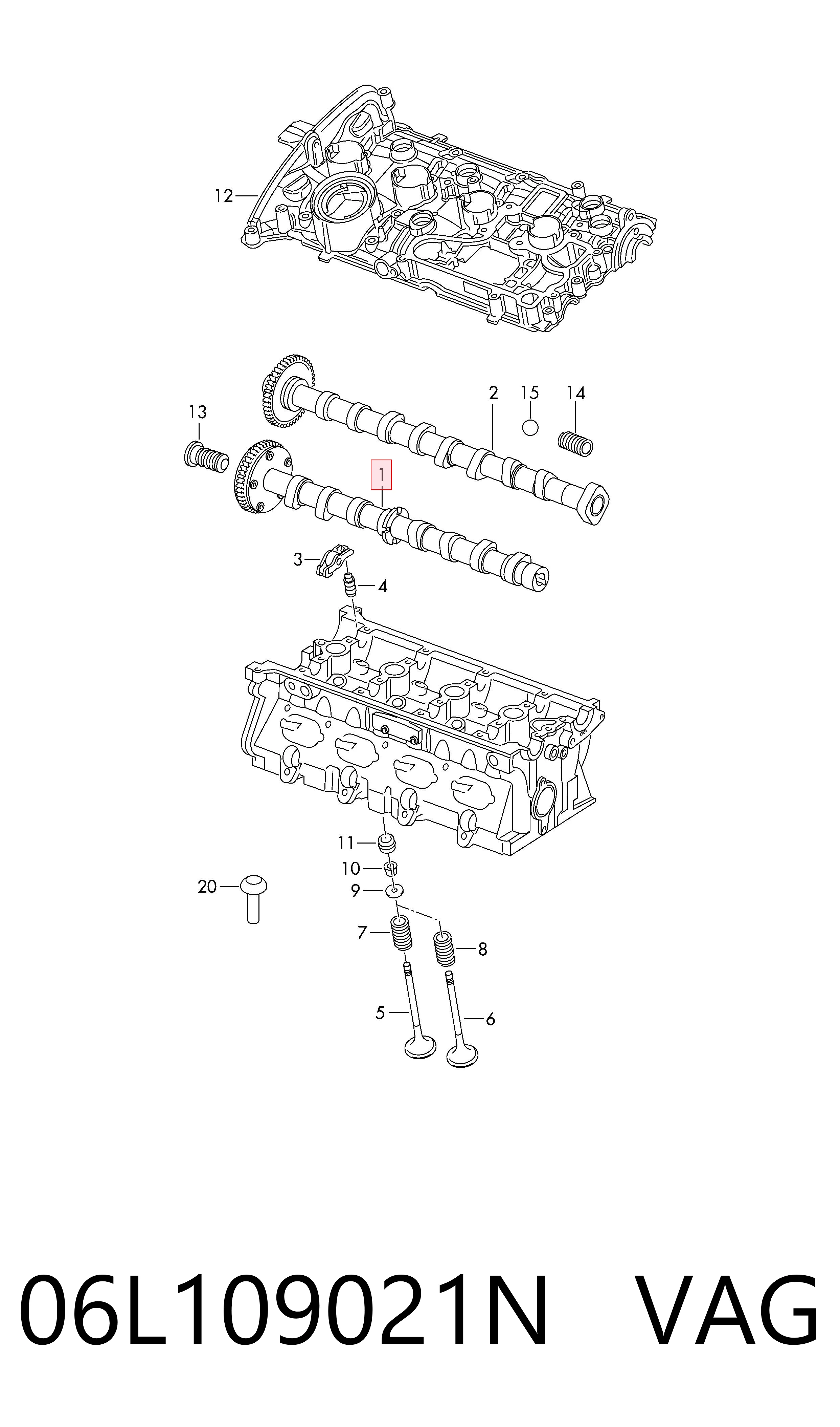 Árvore distribuidora de motor de admissão VAG 06L109021N preço, a partir de 448,10 USD