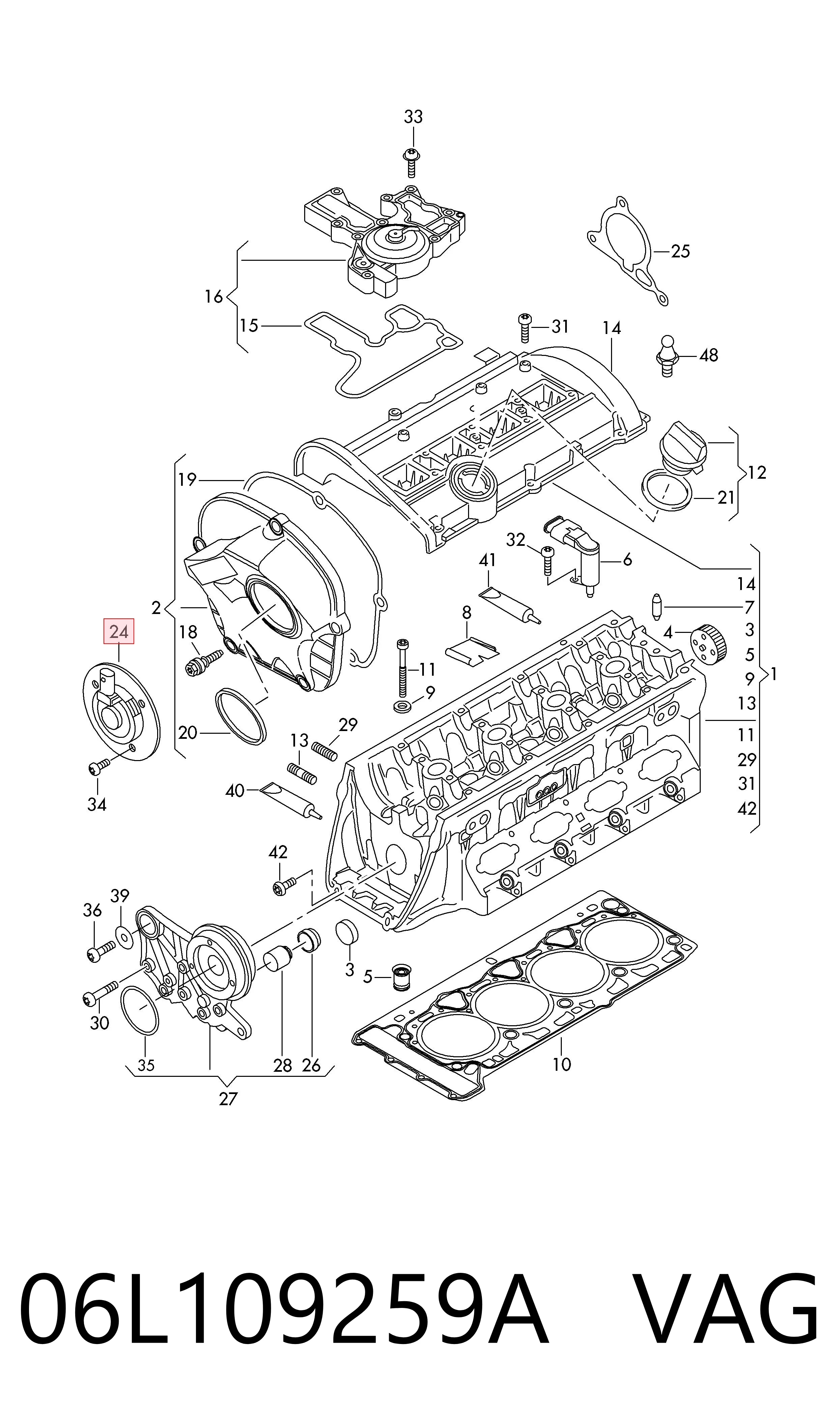 06L109259A VAG Válvula eletromagnética de posição (de fases) da árvore distribuidora