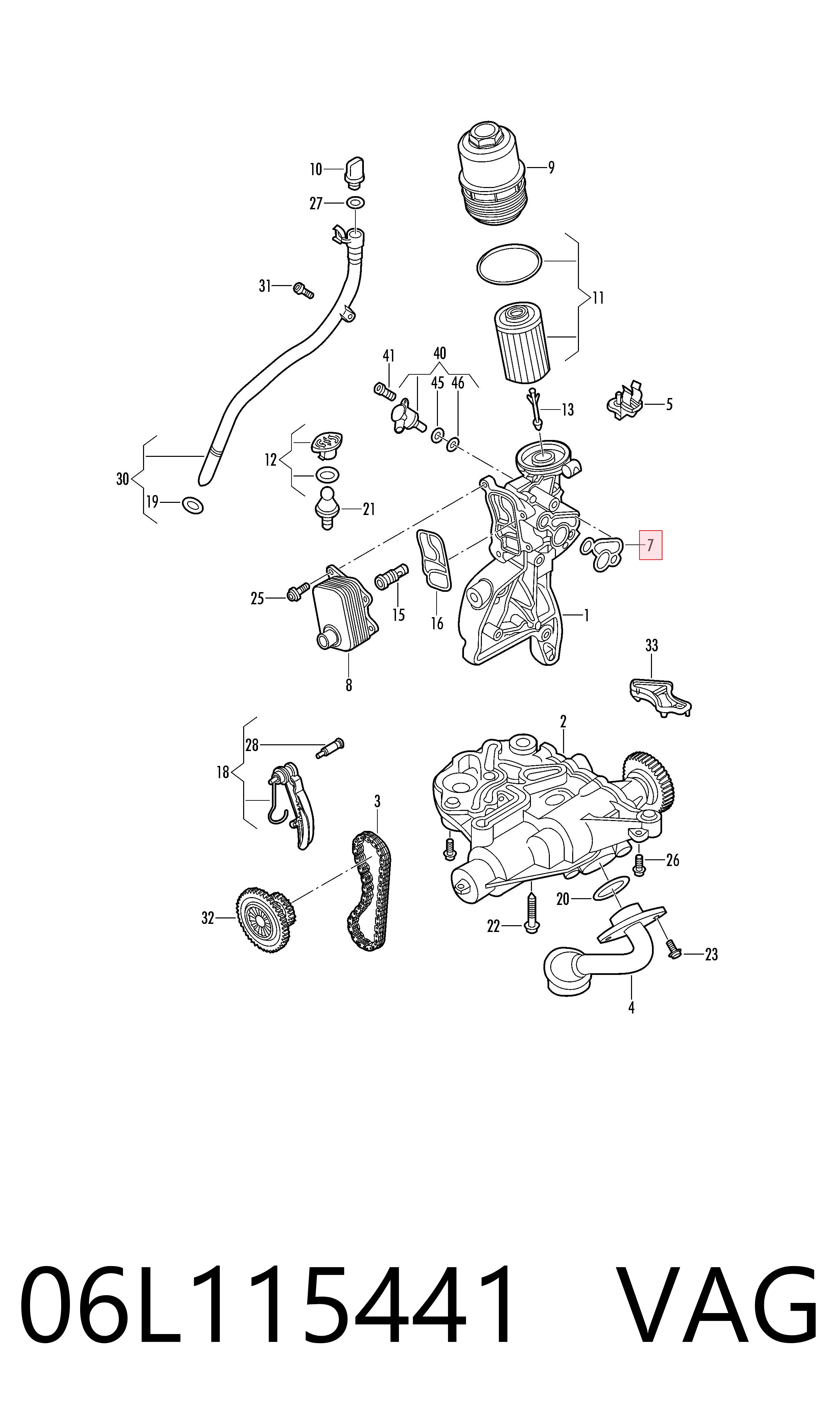 06L115441 VAG Vedante de adaptador do filtro de óleo