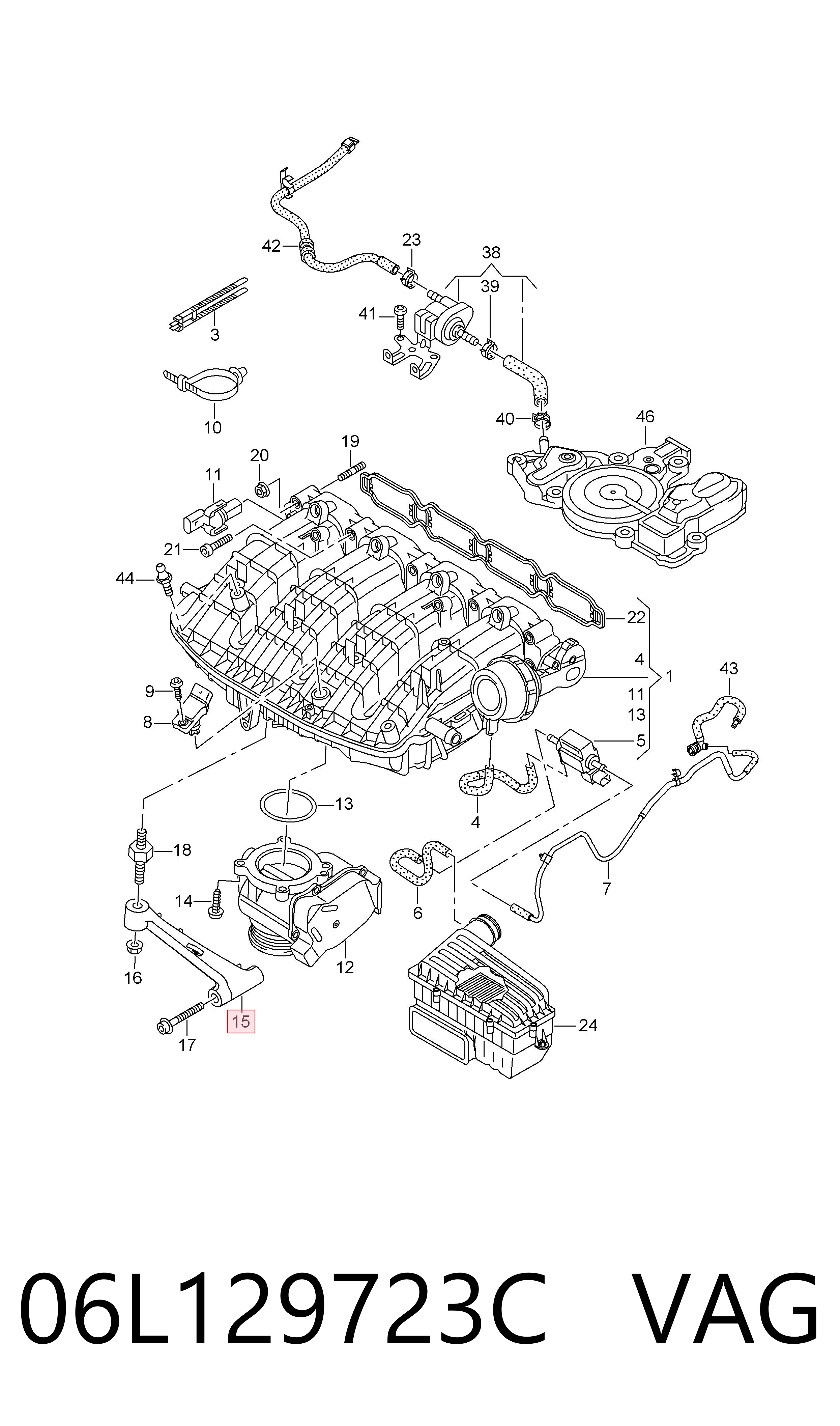 Compre 06L129723C VAG Consola de tubo coletor de admissão