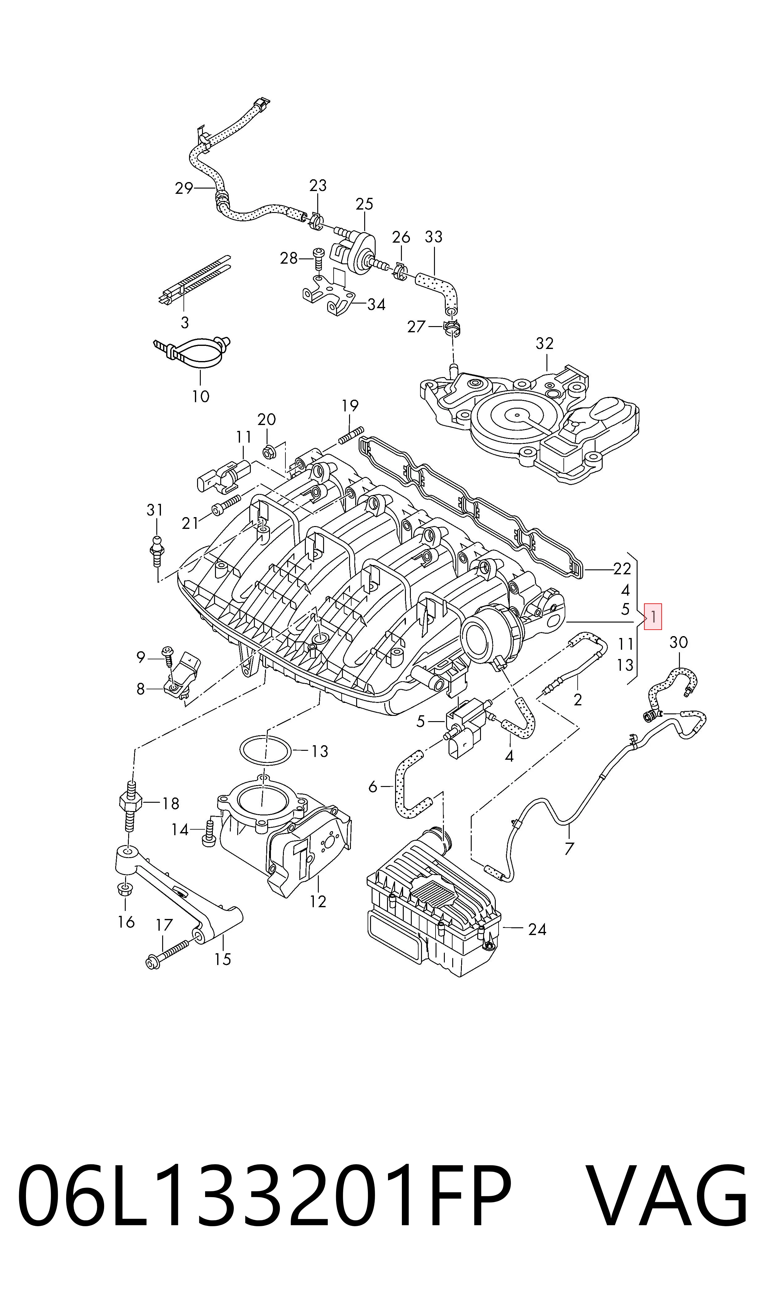 Tubo coletor de admissão para Audi A4 8W5, 8WD