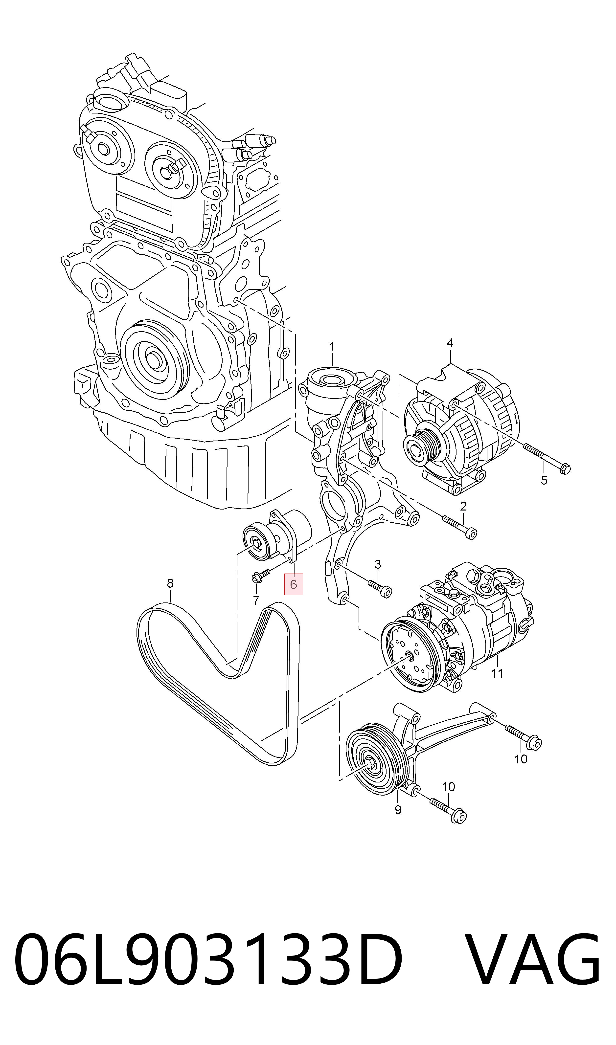 06L903133D VAG Reguladora de tensão da correia de transmissão
