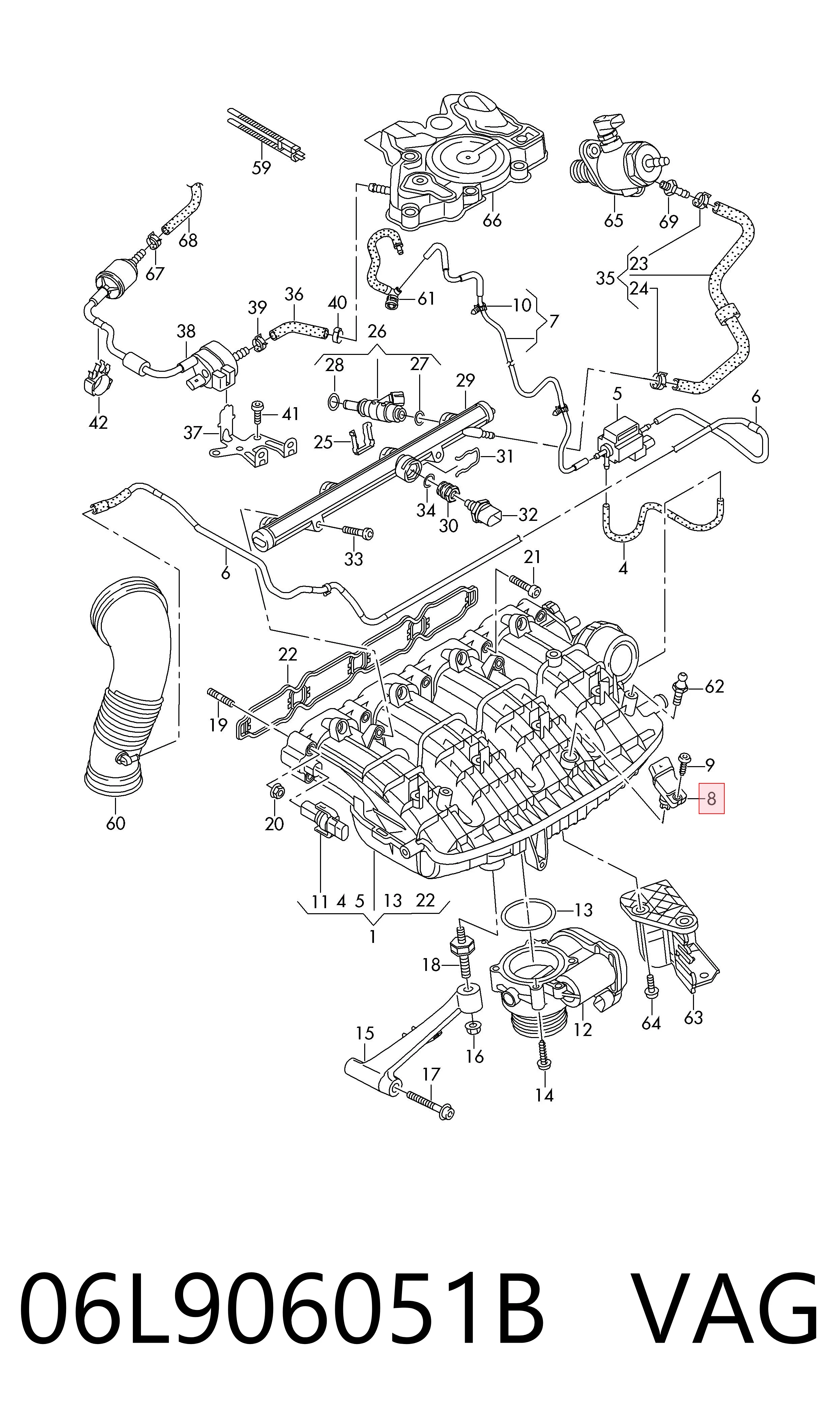 06L906051B VAG Sensor de pressão no coletor de admissão, MAP