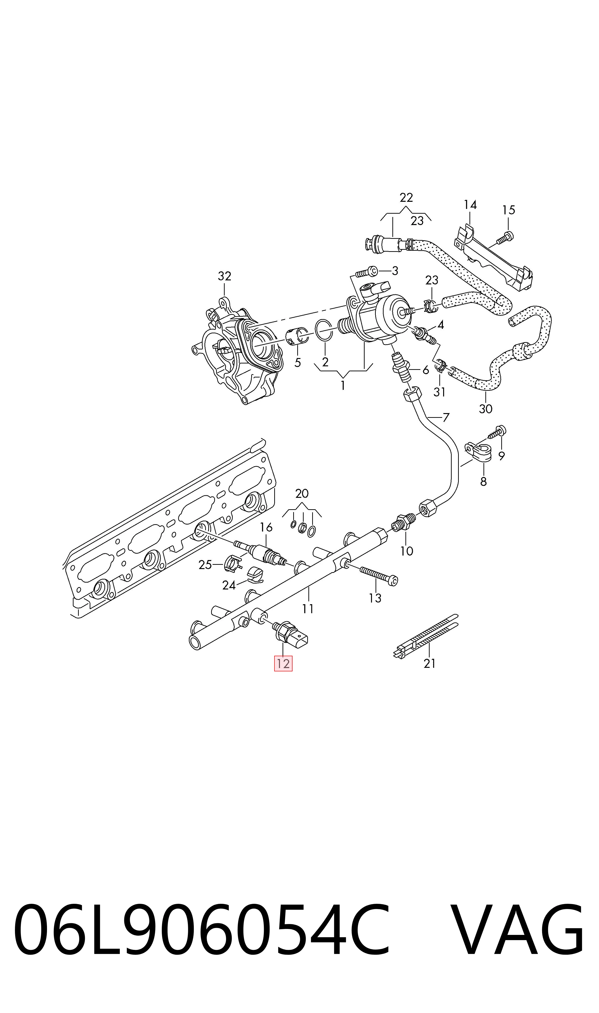 06L906054C VAG Sensor de pressão de combustível