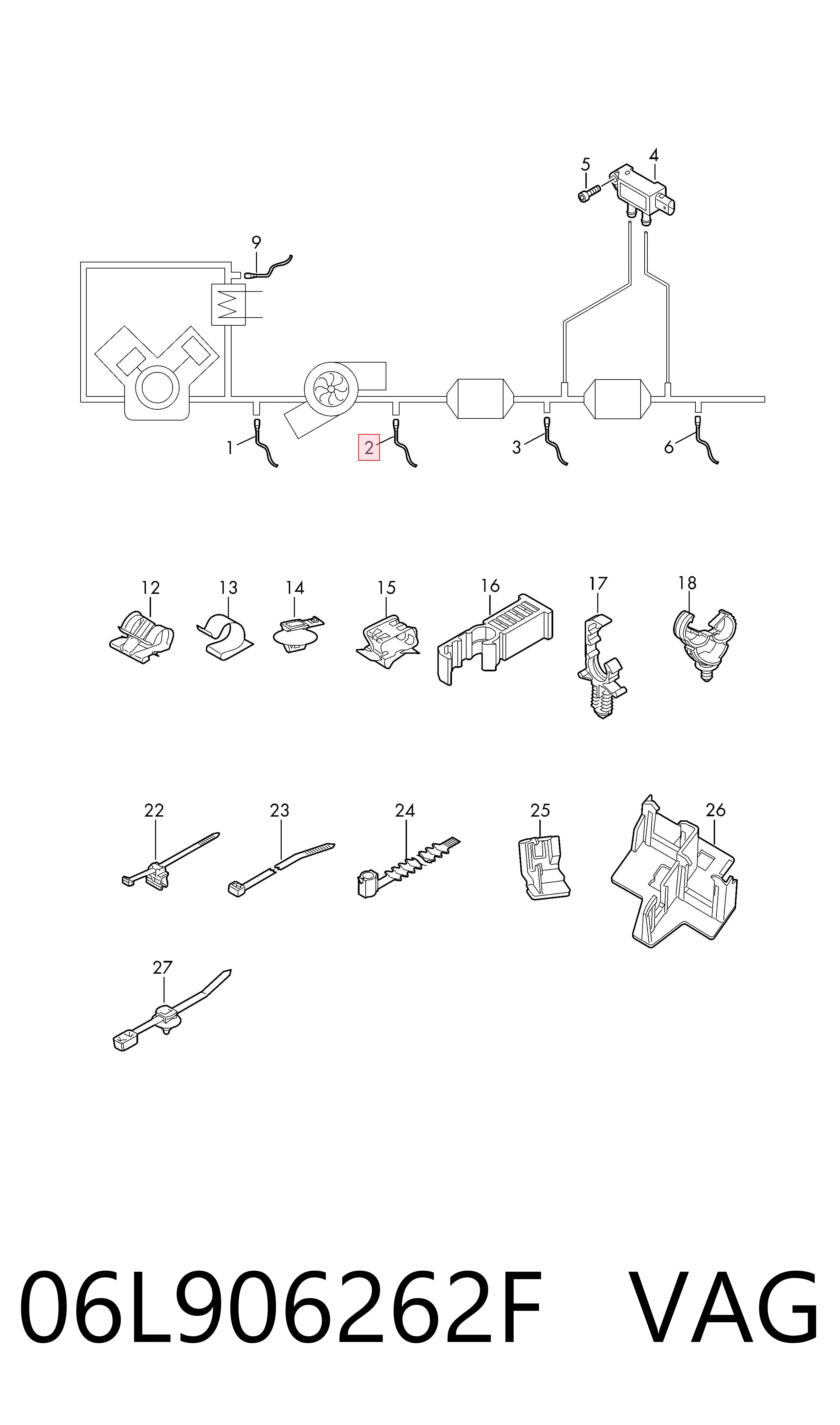 06L906262F VAG Sonda lambda, sensor de oxigênio até o catalisador