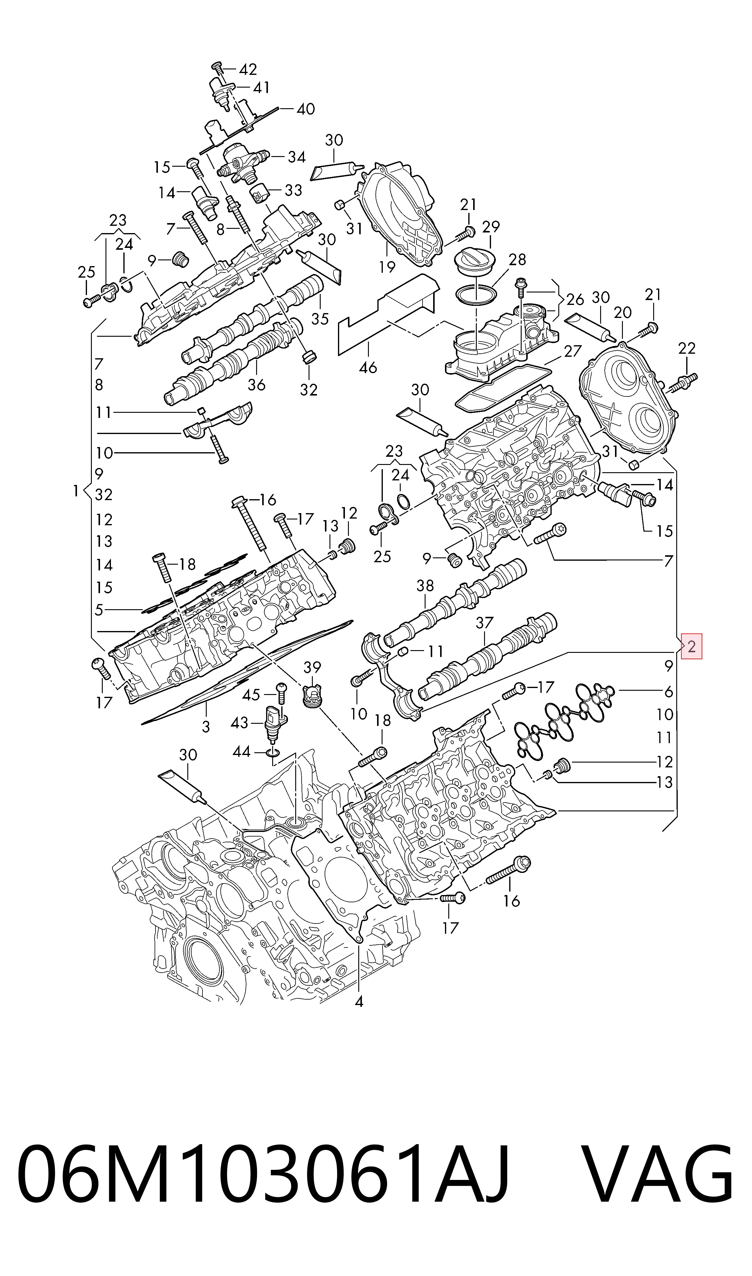 Cabeça de motor (CBC) para Audi A6 C8 4A5