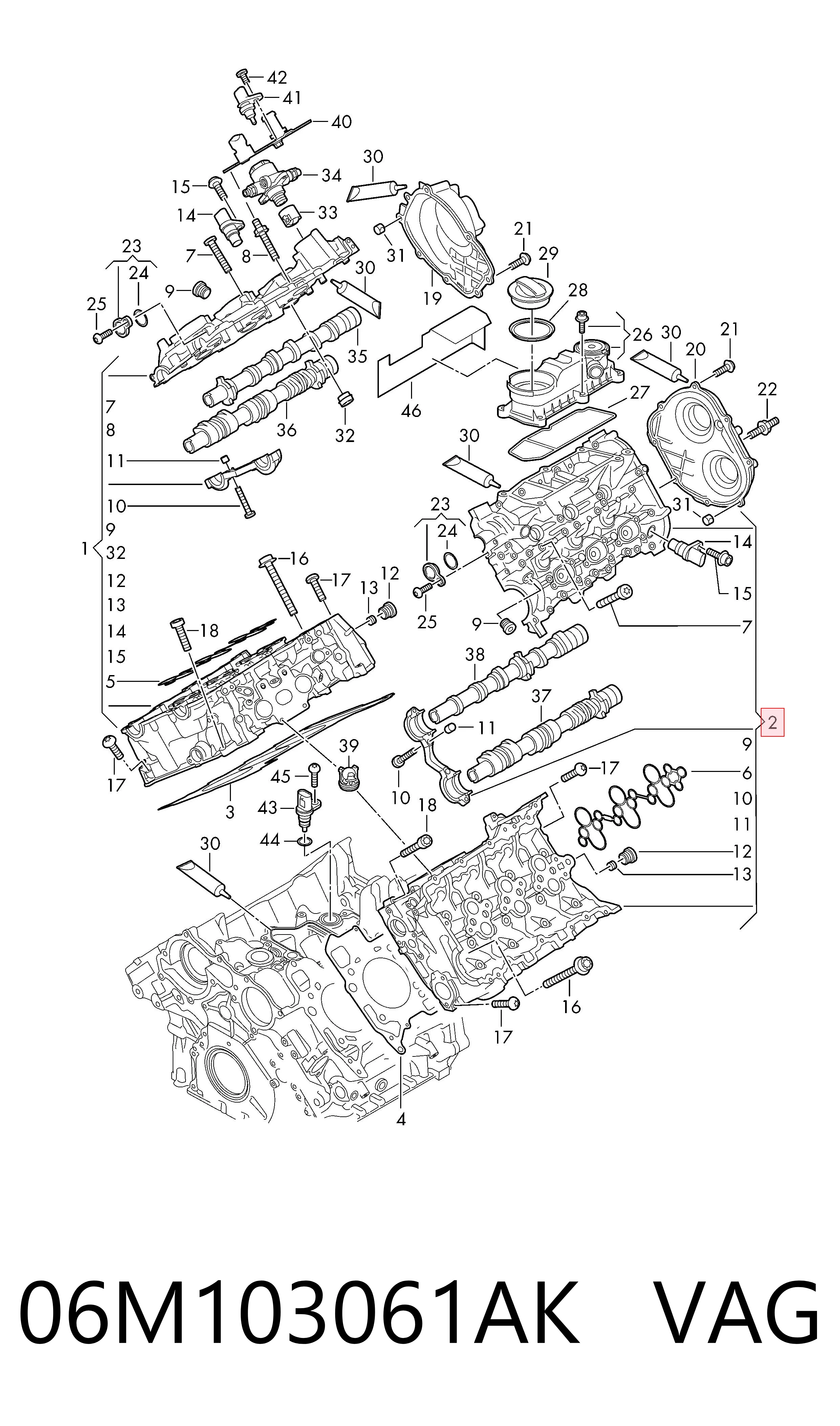 06M103061AK VAG Cabeça de motor (CBC)