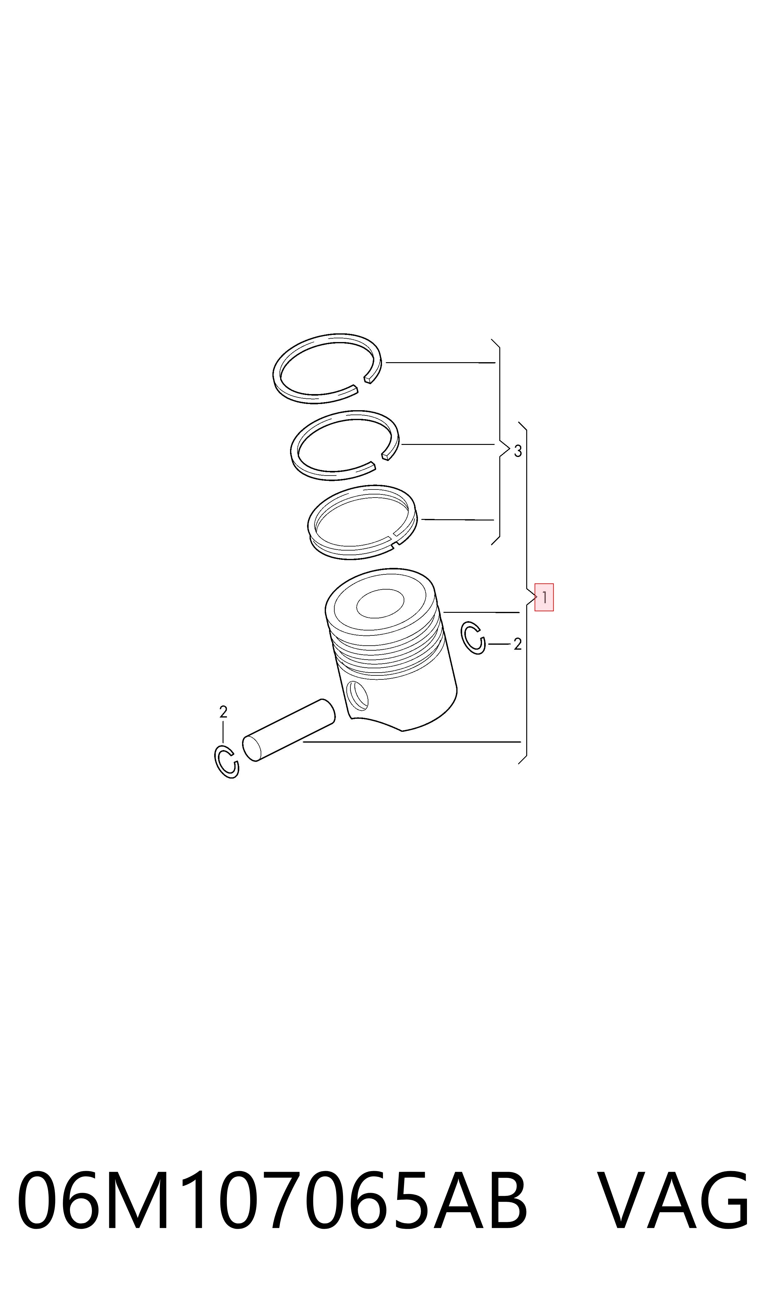 06M107065AB VAG Pistão do kit para 1 cilindro, STD