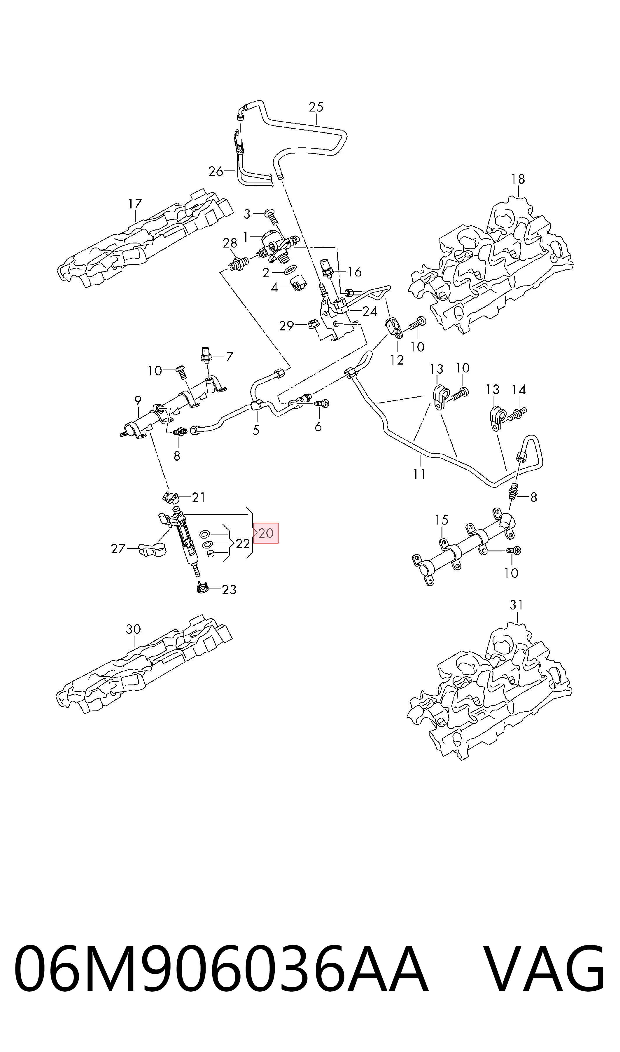 06M906036AA VAG Injetor de injeção de combustível