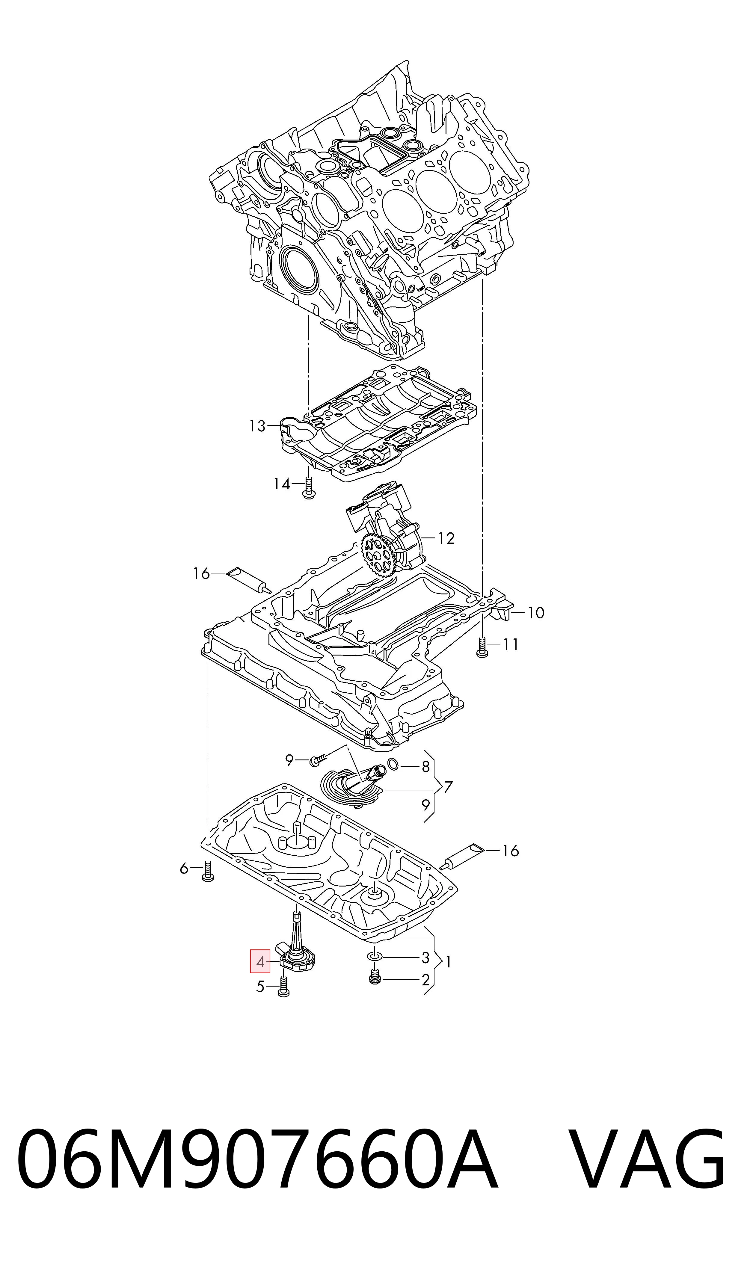 06M907660A VAG Sensor do nível de óleo de motor