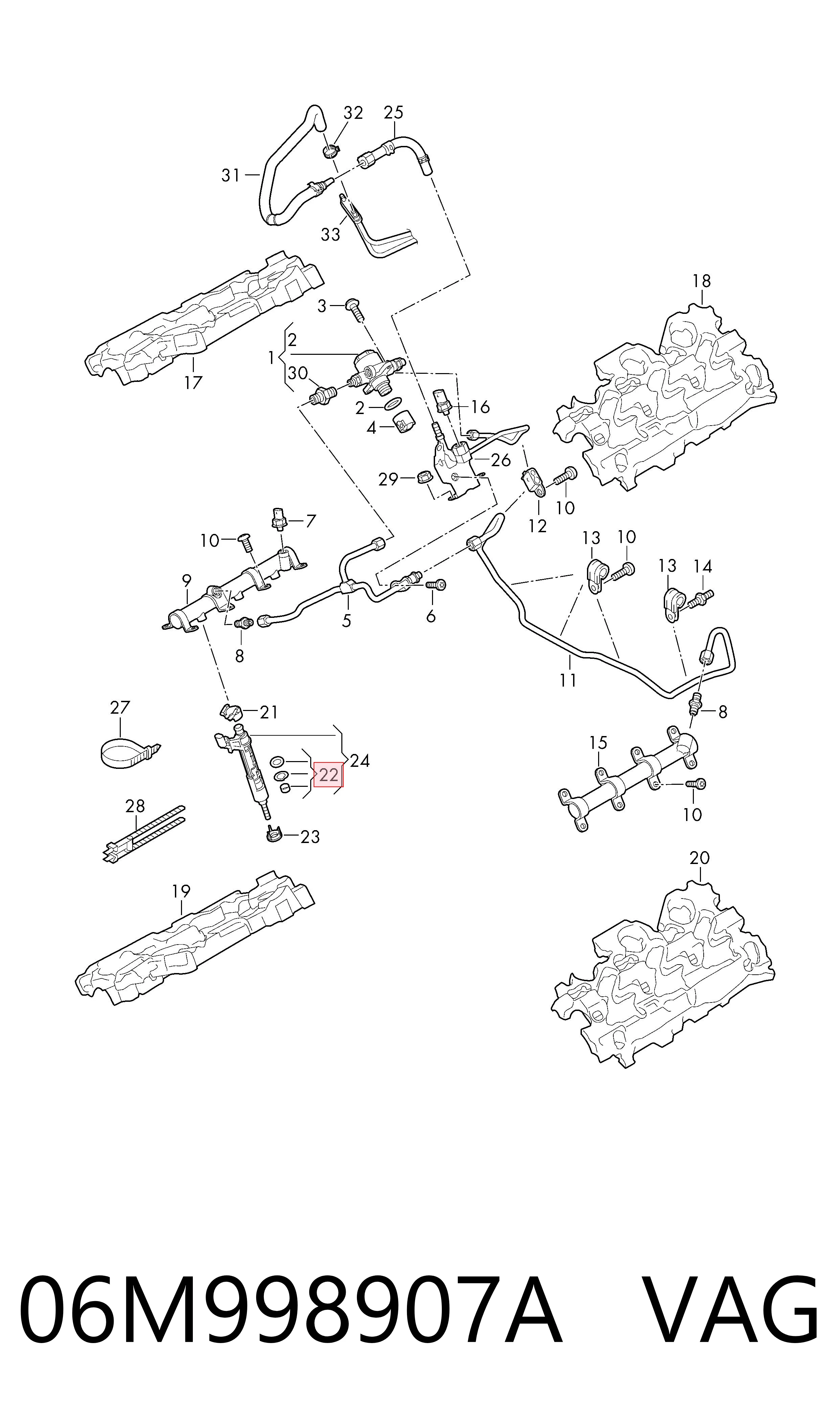 06M998907A VAG Kit de reparação do injetor