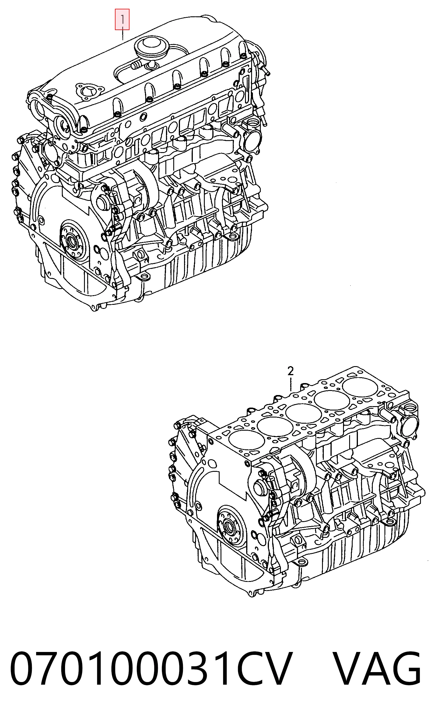 Motor montado Volkswagen Multivan T5 7HM, 7HN, 7HF, 7EF, 7EM, 7EN