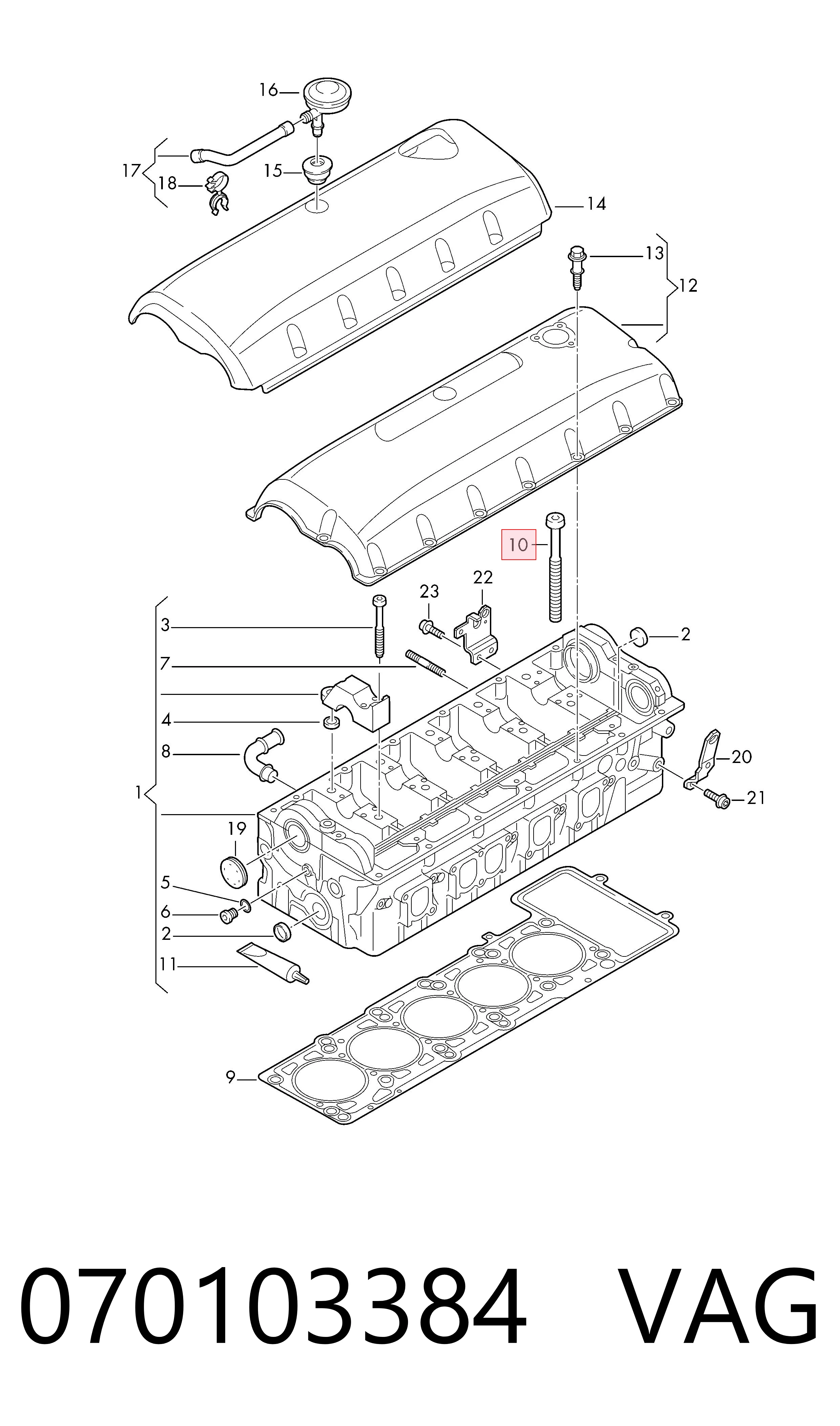 070103384 VAG Parafuso de cabeça de motor (CBC)