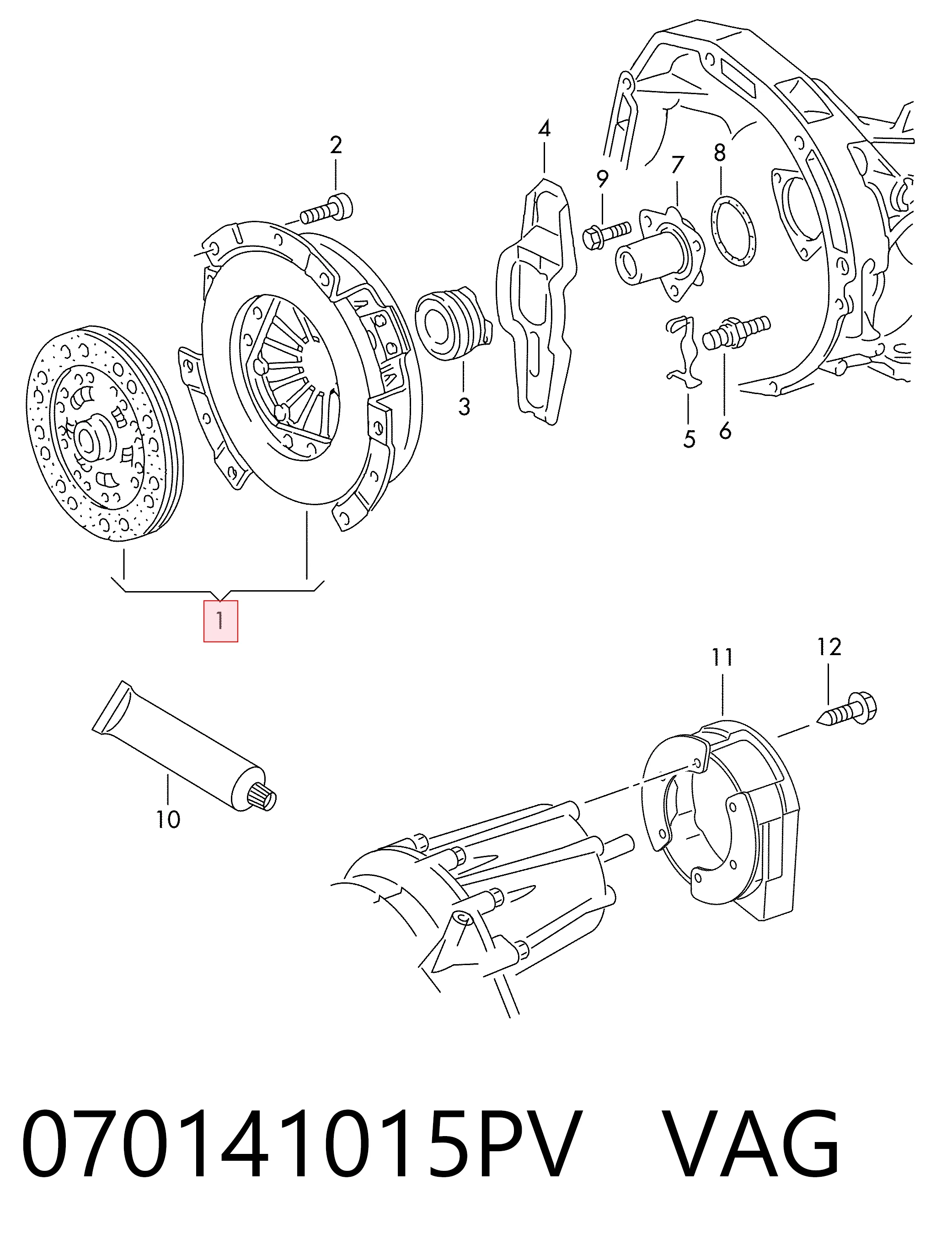  Kit de embraiagem (3 peças) Volkswagen Touareg I SUV (7LA, 7L6, 7L7) (2002 - 2010) I