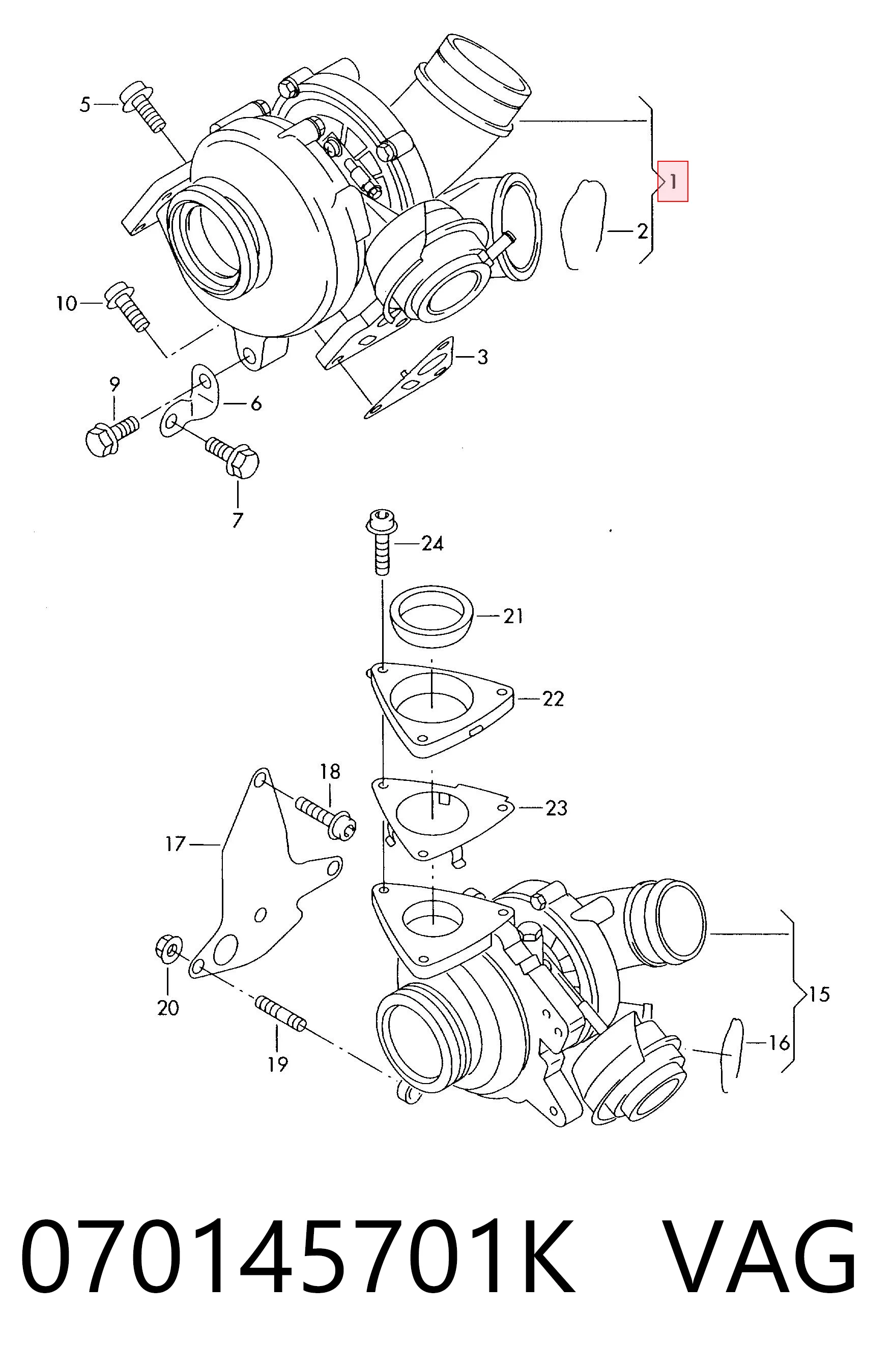Turbina Volkswagen Multivan  7HM, 7HN, 7HF, 7EF, 7EM, 7EN ao melhor preço
