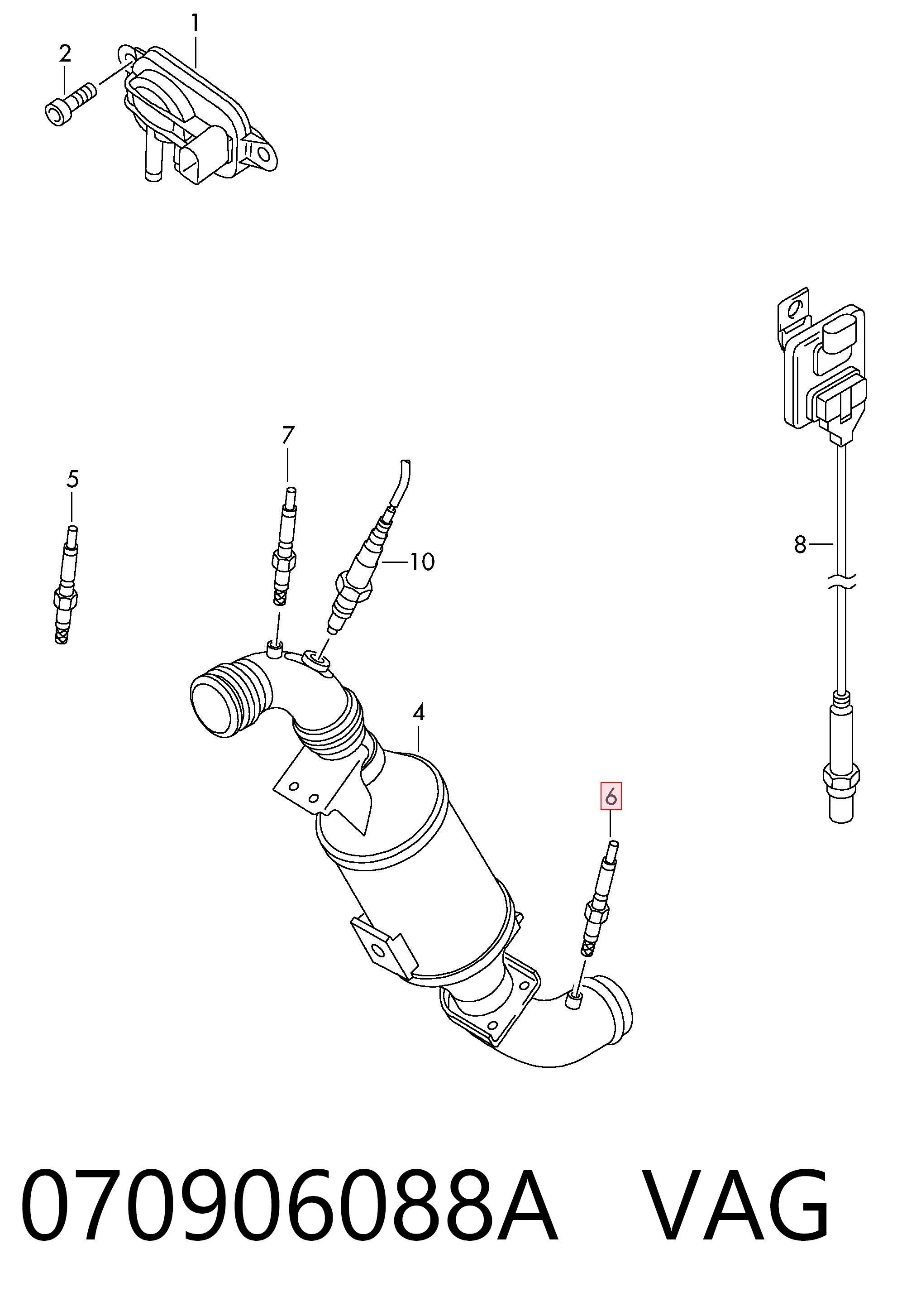 Sensor de temperatura dos gases de escape (GE), depois de filtro de partículas diesel VAG 070906088A preço, a partir de 94,81 USD