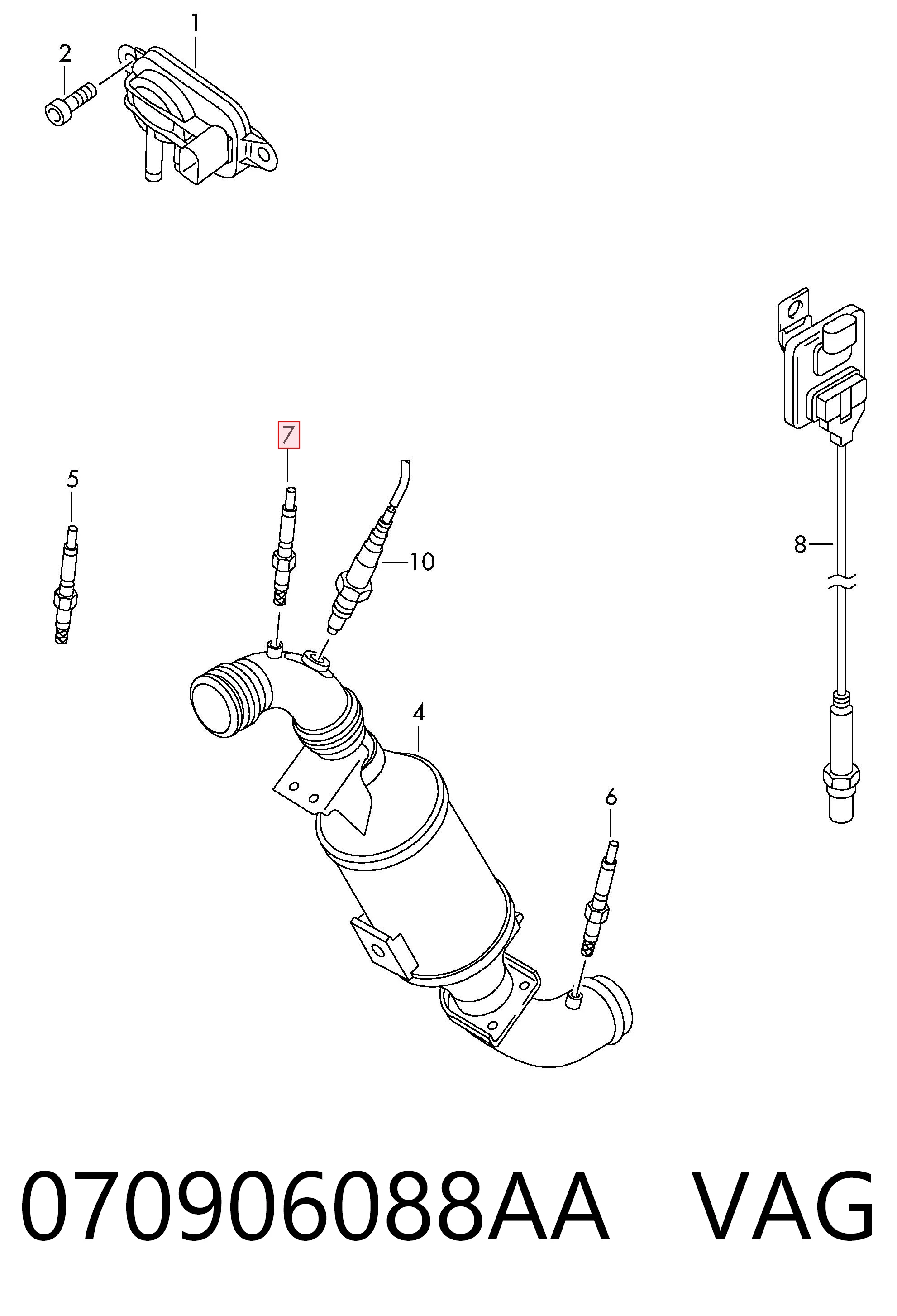 Sensor de temperatura dos gases de escape (GE), antes de filtro de partículas diesel VAG 070906088AA preço, a partir de 104,53 USD