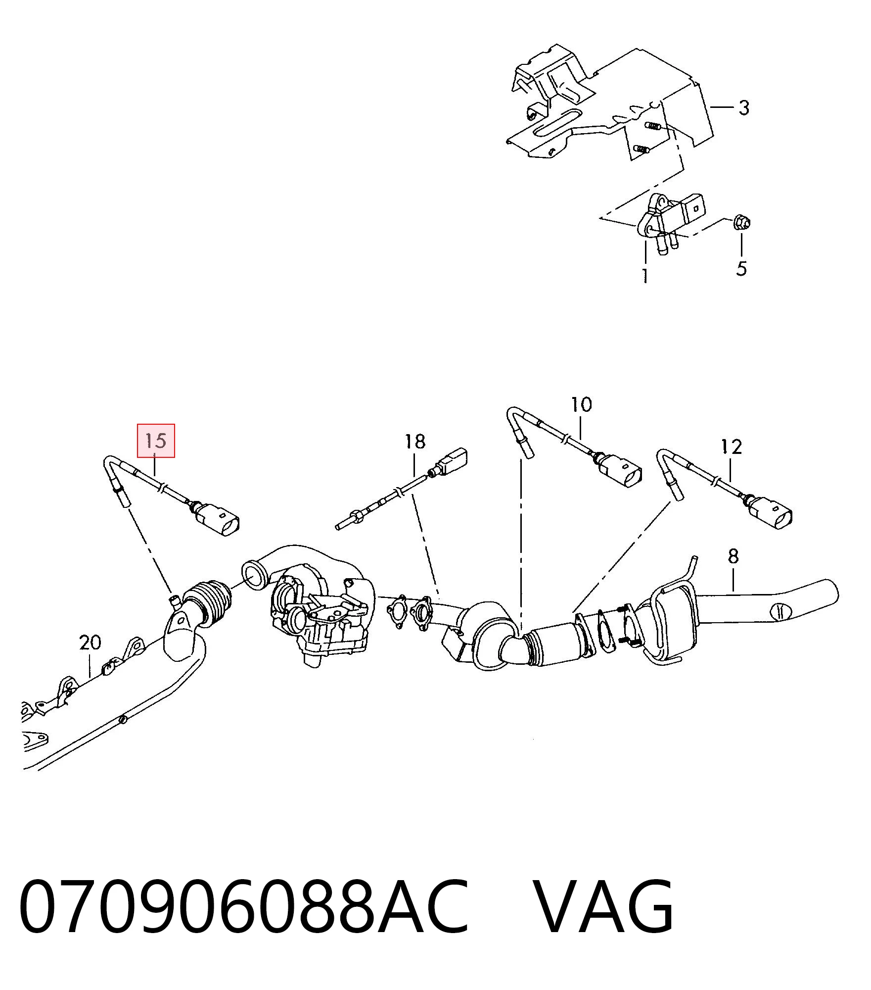 Sensor de temperatura dos gases de escape (GE), antes de turbina VAG 070906088AC preço, a partir de 61,50 USD