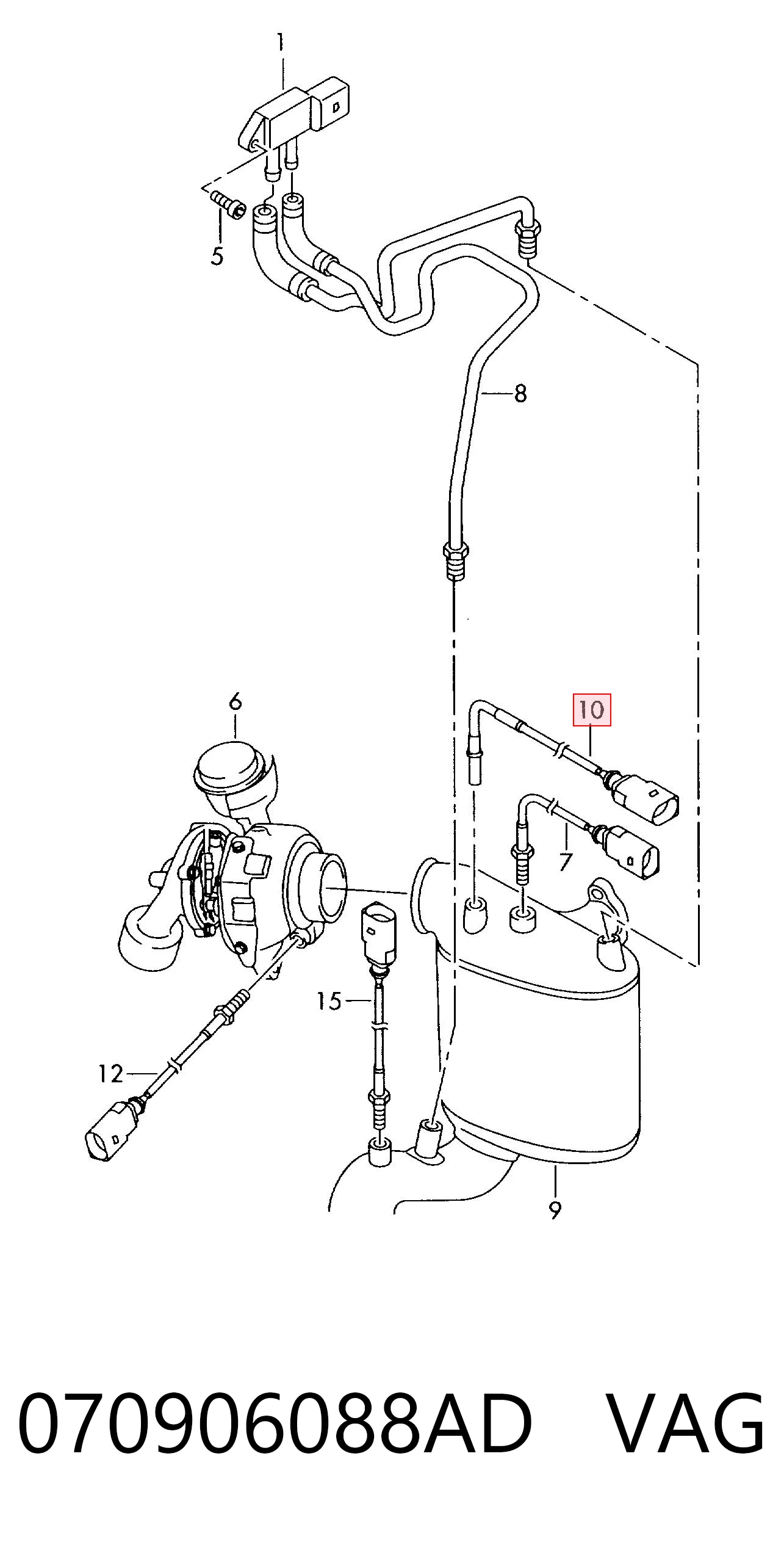 Sensor de temperatura dos gases de escape (GE), antes de filtro de partículas diesel VAG 070906088AD preço, a partir de 62,54 USD