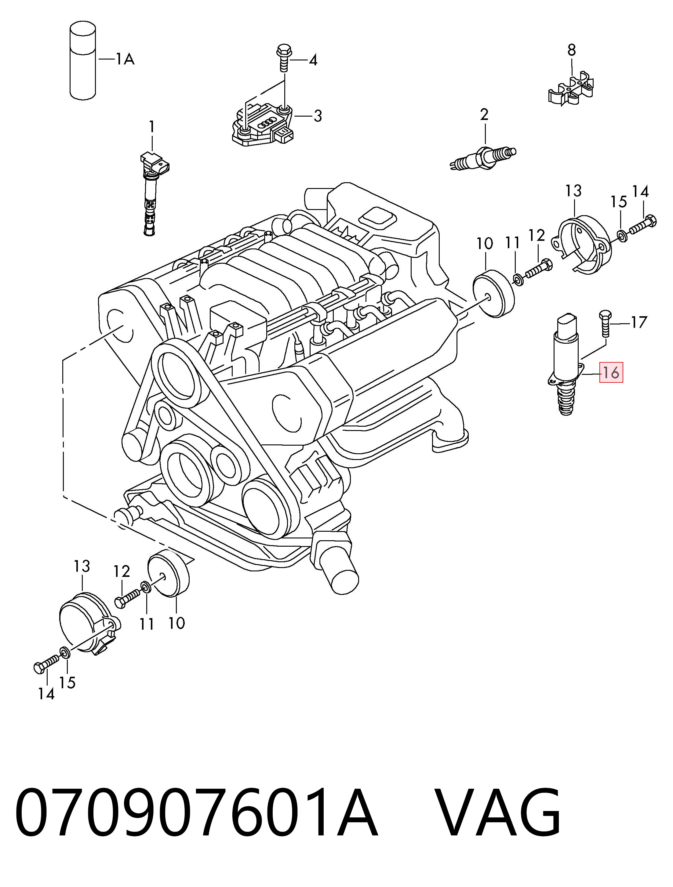 070907601A VAG Sensor de posição da árvore distribuidora