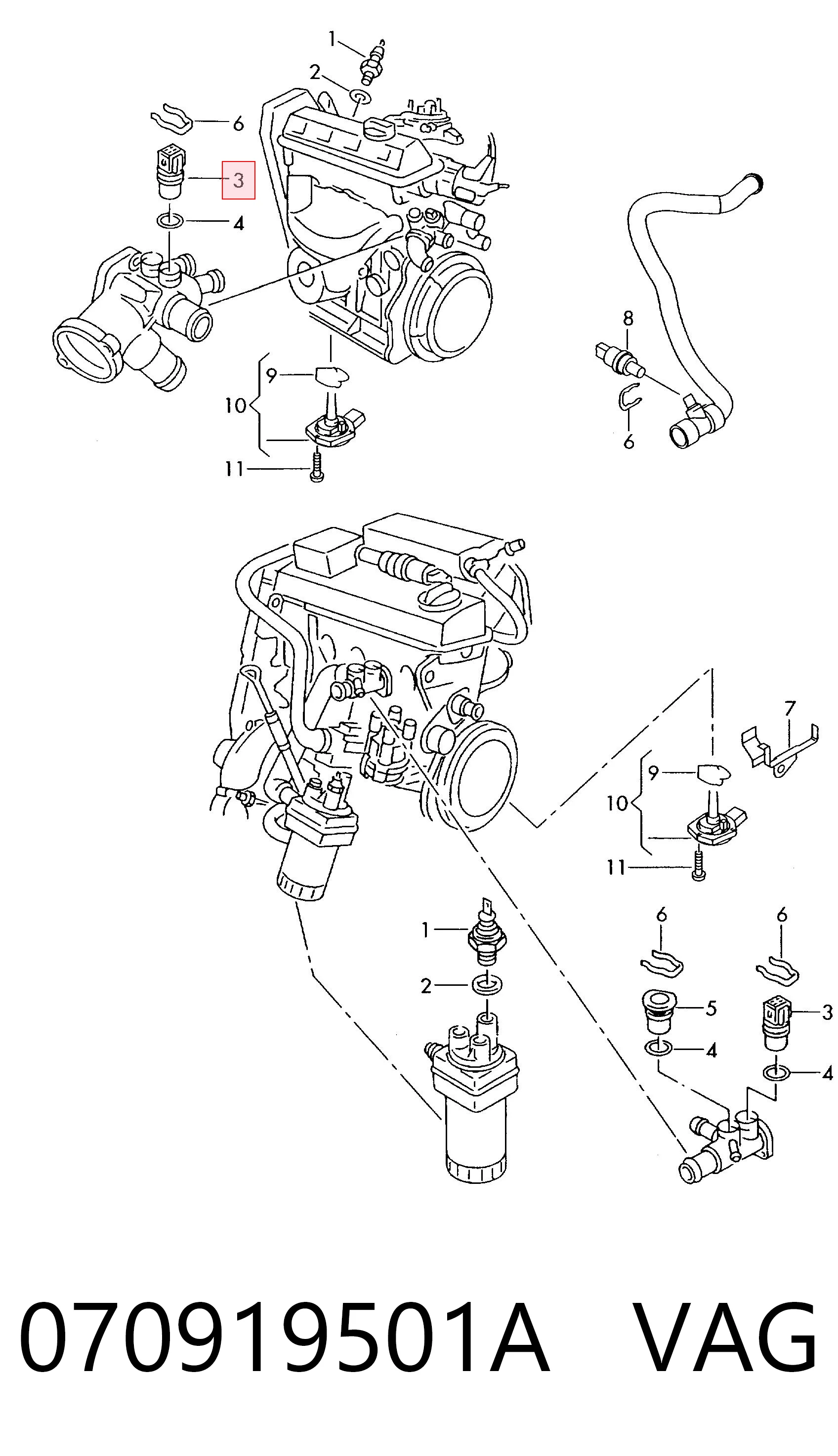 070919501A VAG Sensor de temperatura do fluido de esfriamento