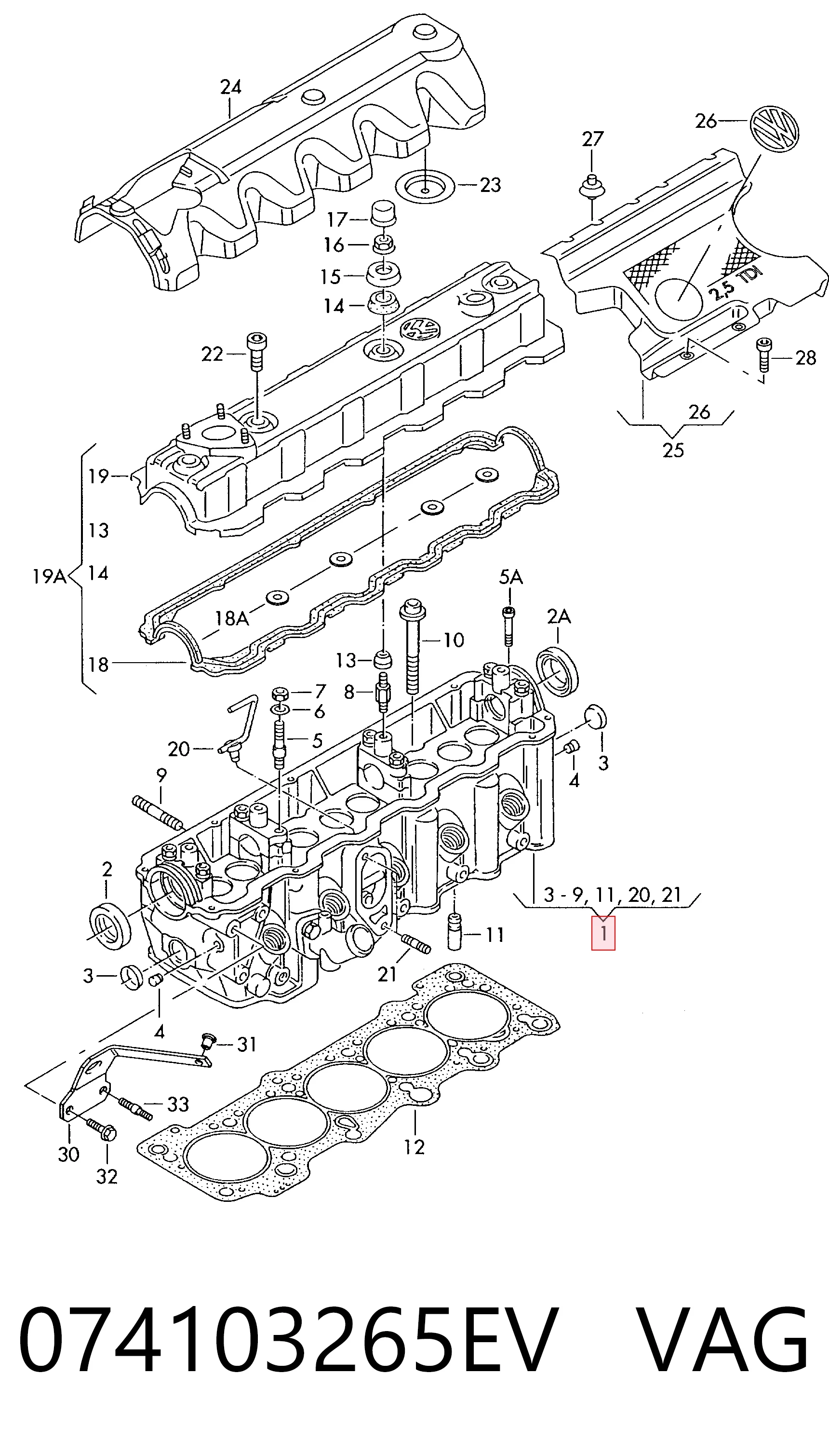 Cabeça de motor (CBC) para Volvo V70 LV
