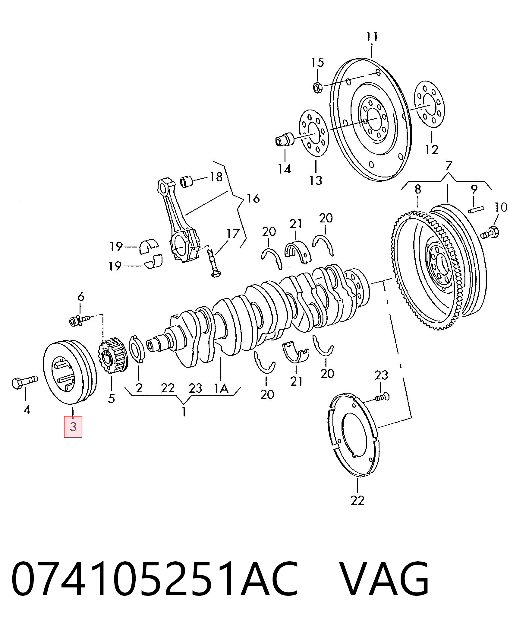 074105251AC VAG Polia de cambota