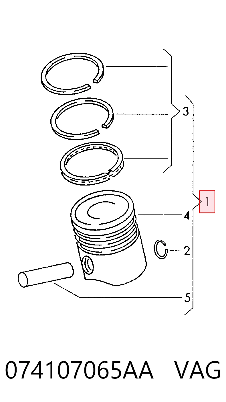 074107065AA VAG Pistão do kit para 1 cilindro, STD