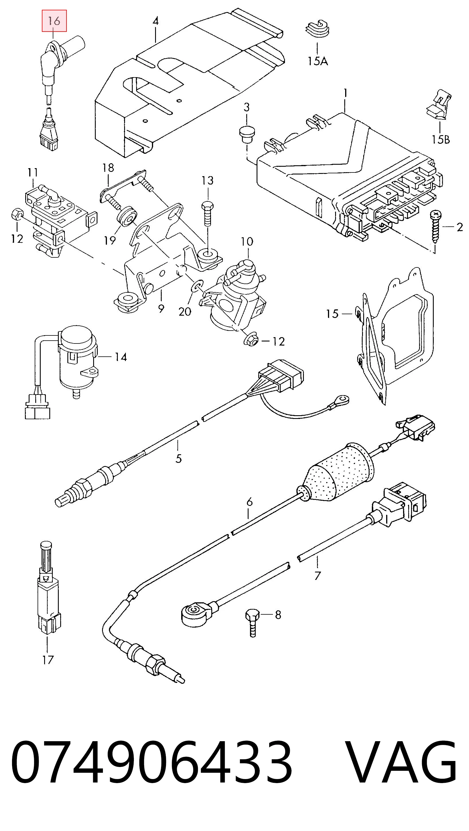074906433 VAG Sensor de posição (de revoluções) de cambota