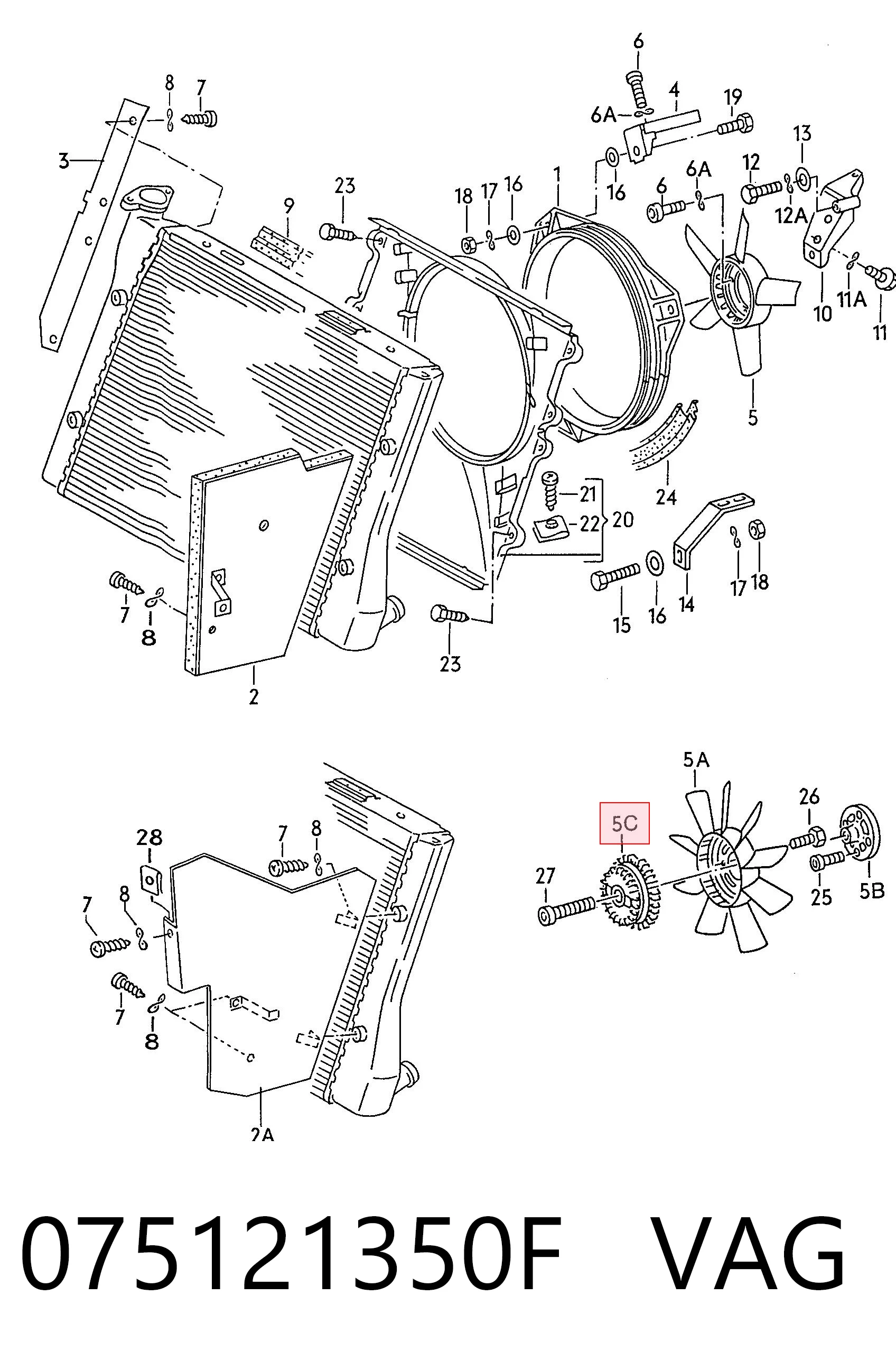 Acoplamento viscoso de ventilador de esfriamento para Volkswagen LT 281-363, 21A, 21B, 21D, 21E
