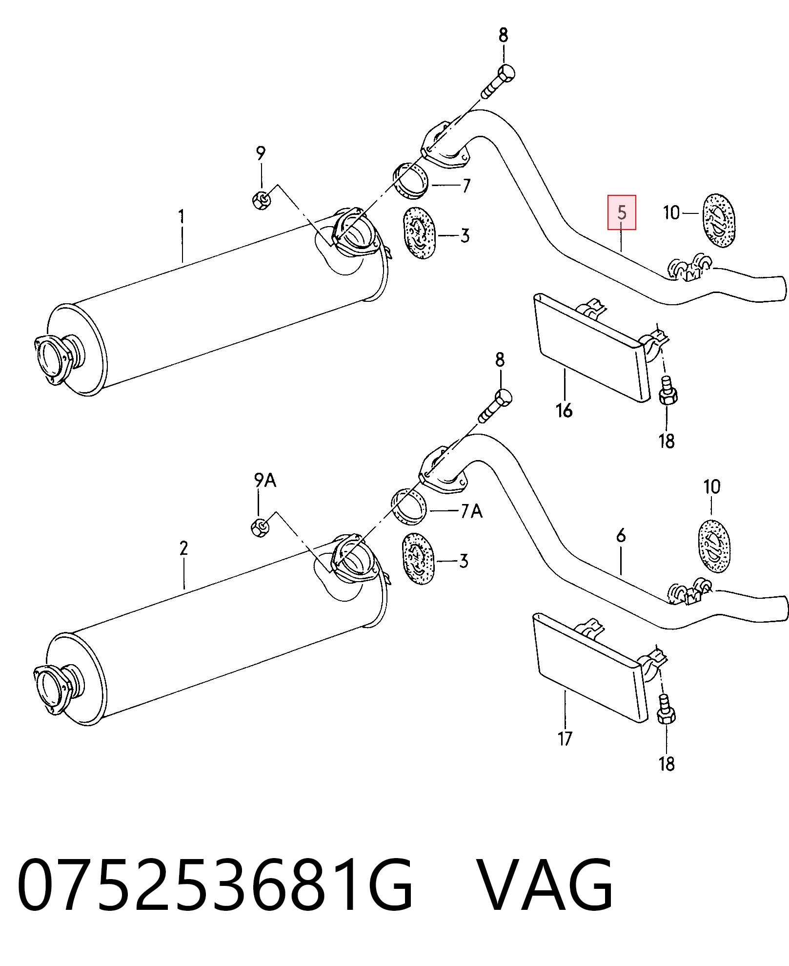 Silenciador, parte traseira Volkswagen LT I 281-363, 21A, 21B, 21D, 21E ao melhor preço