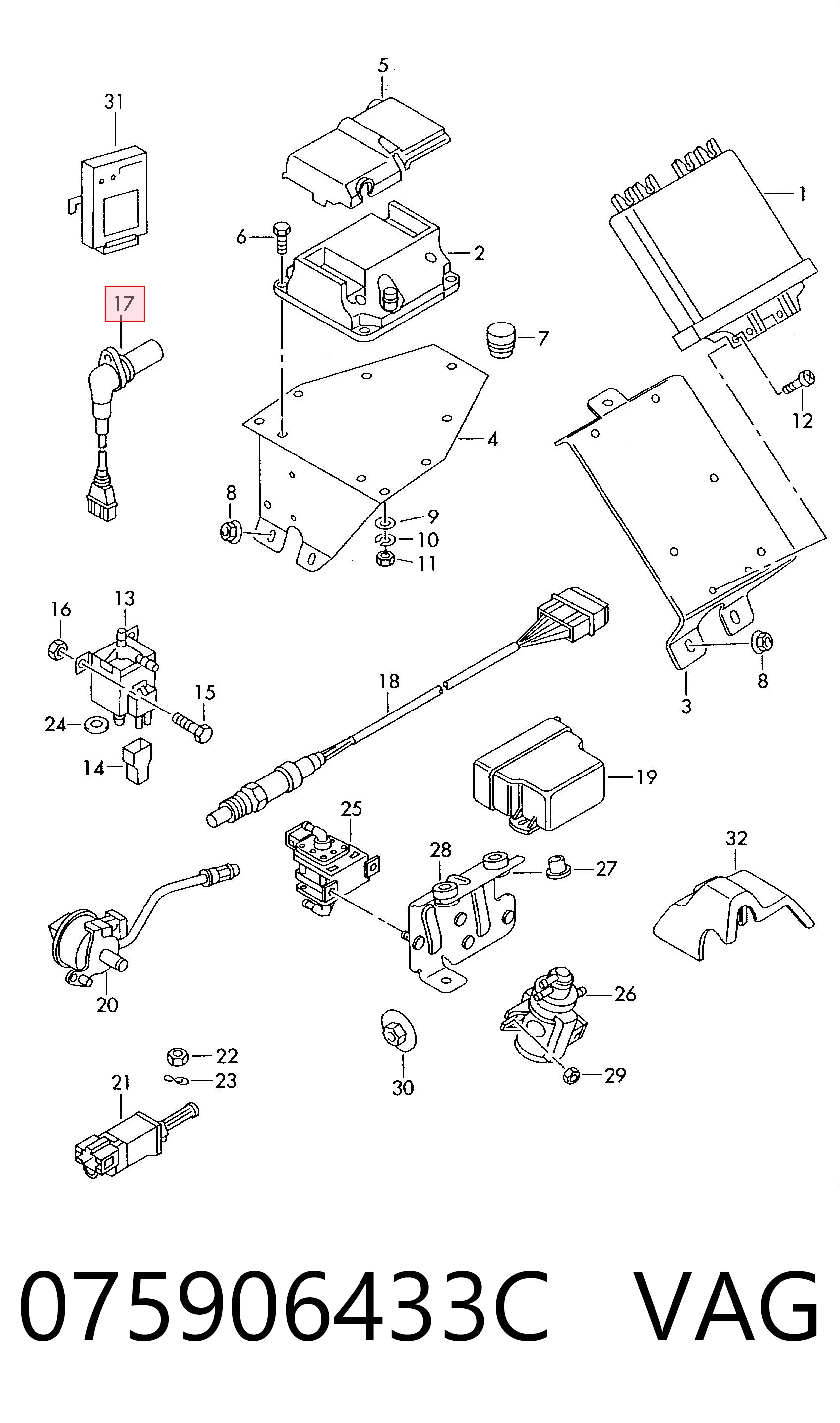 075906433C VAG Sensor de posição (de revoluções) de cambota