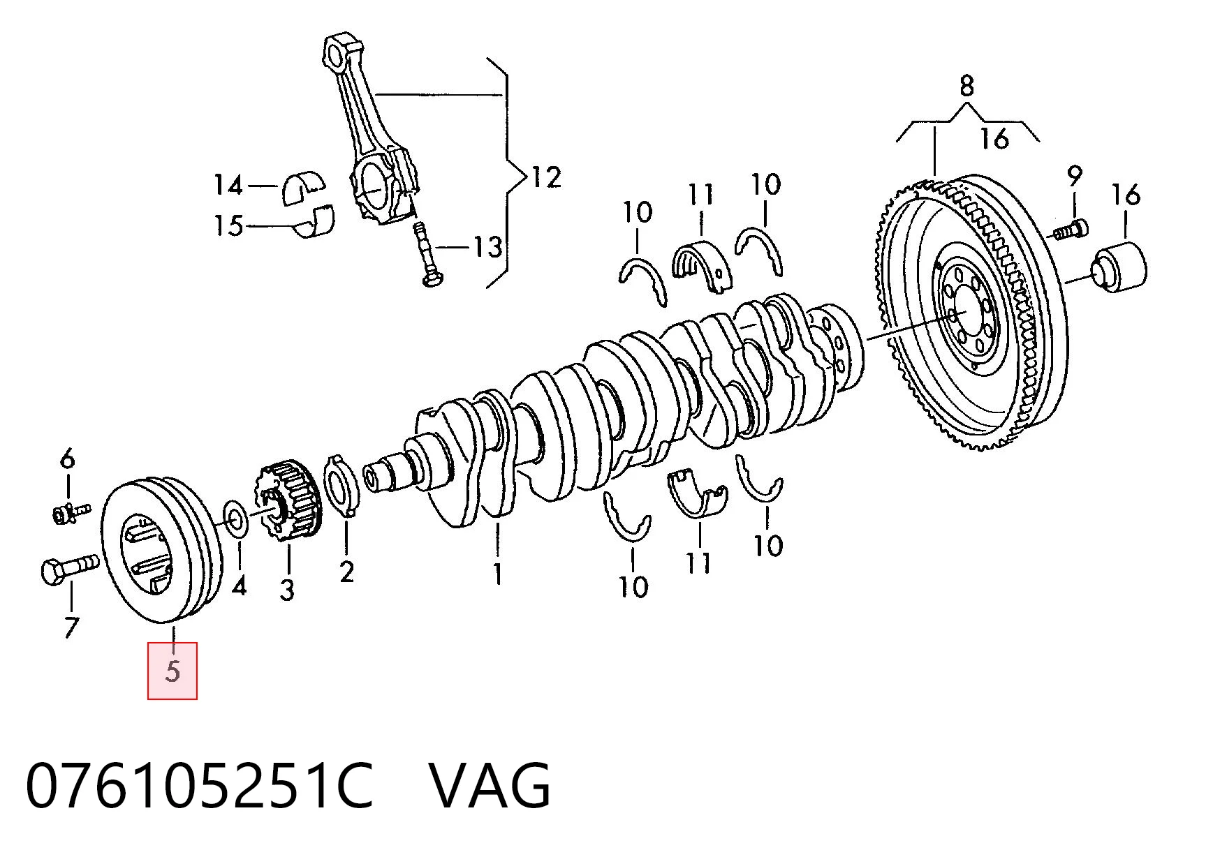 076105251C VAG Polia de cambota