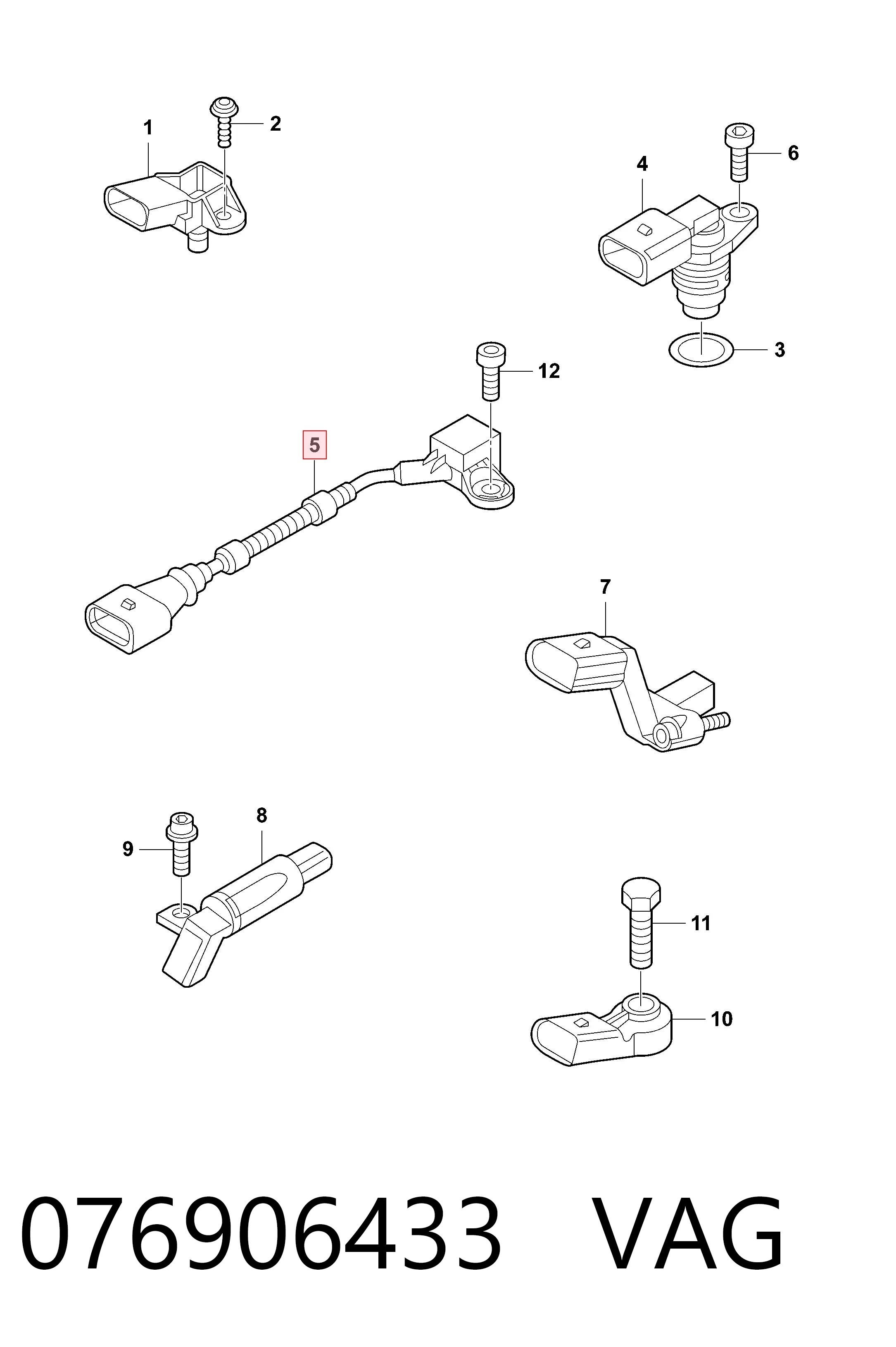 076906433 VAG Sensor de posição da árvore distribuidora