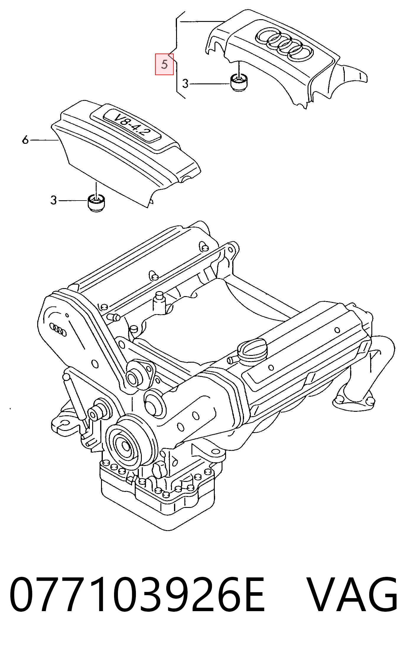 Tampa de motor decorativa para Audi A8 D3 4E2, 4E8