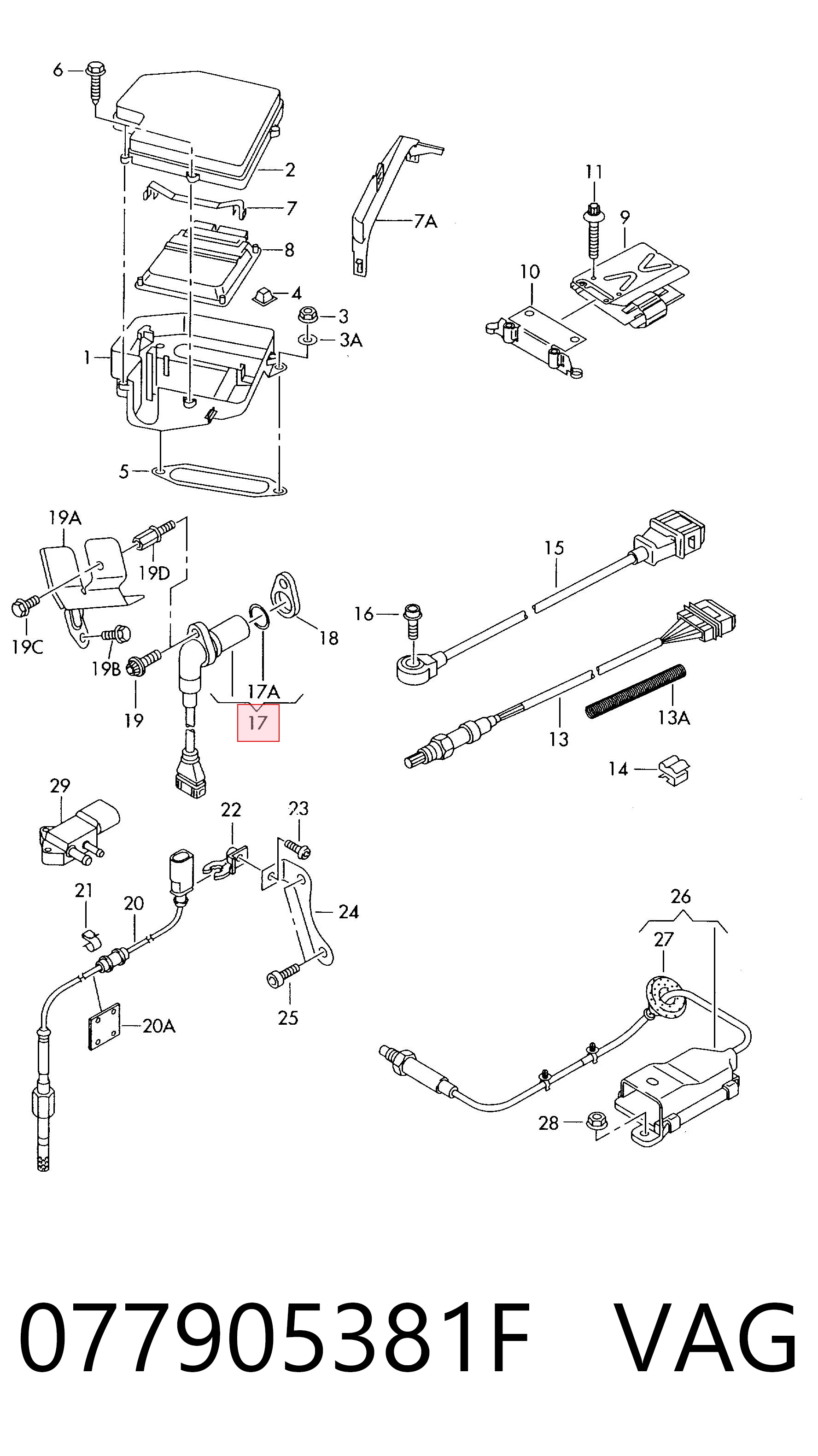 077905381F VAG Sensor de posição (de revoluções) de cambota