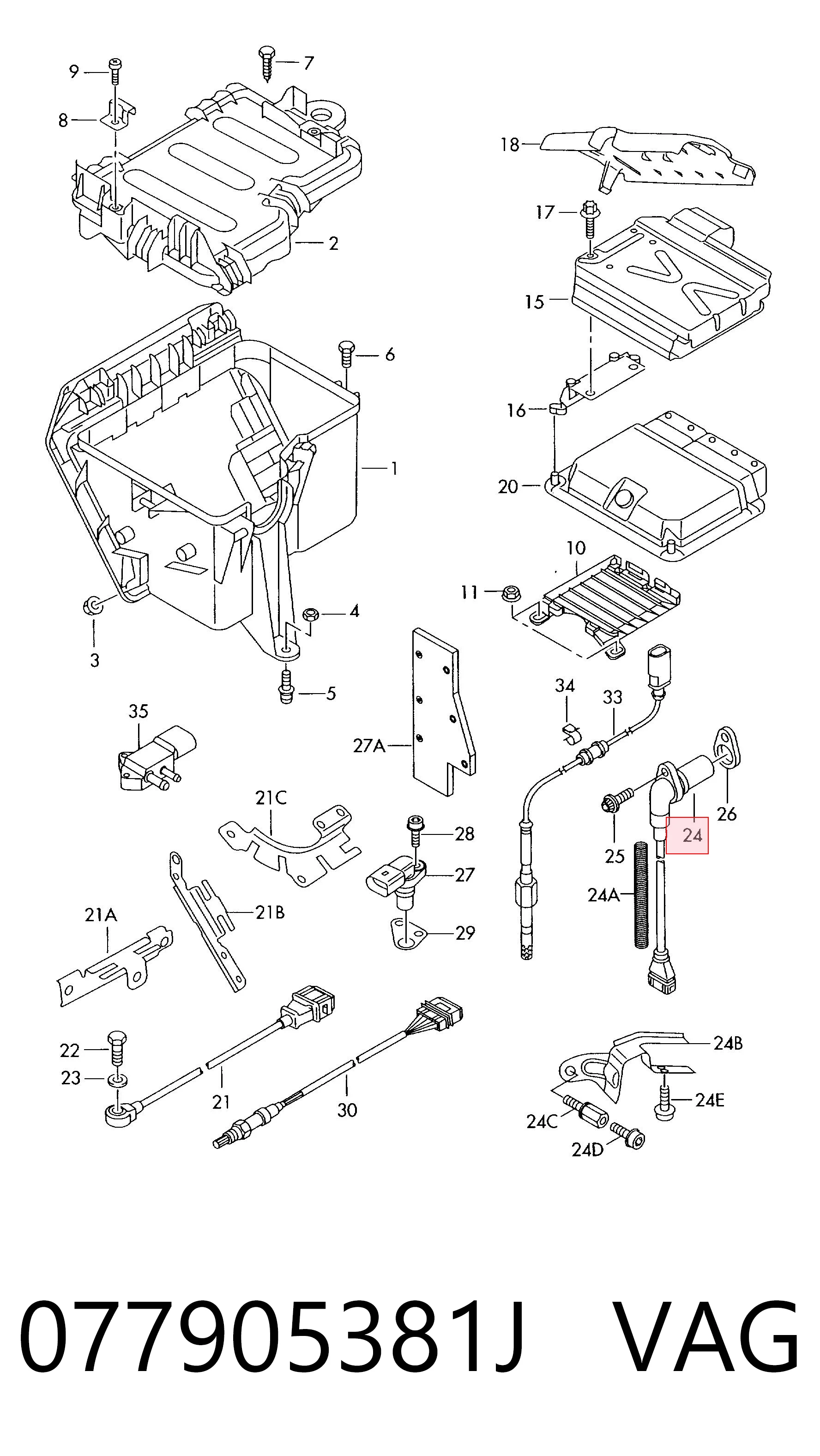 077905381J VAG Sensor de posição (de revoluções) de cambota