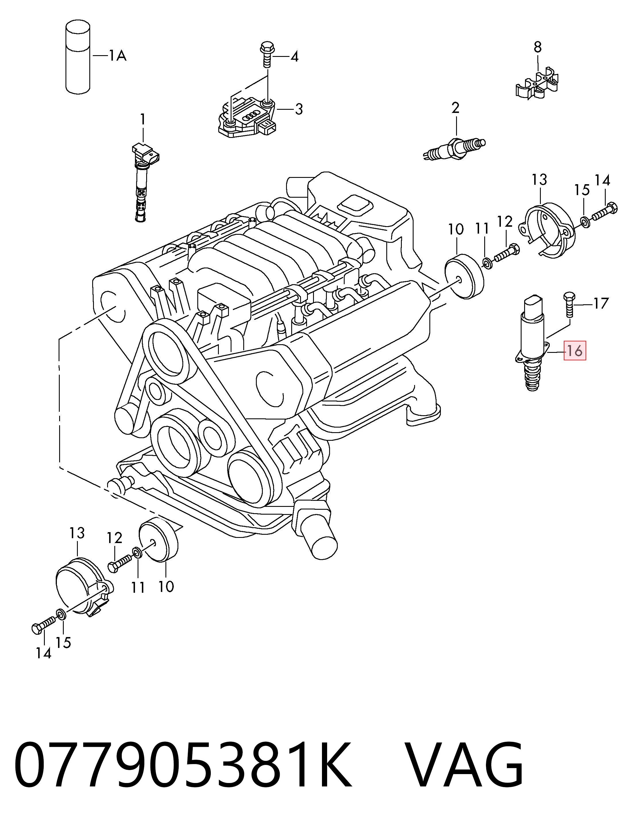 077905381K VAG Sensor de posição (de revoluções) de cambota