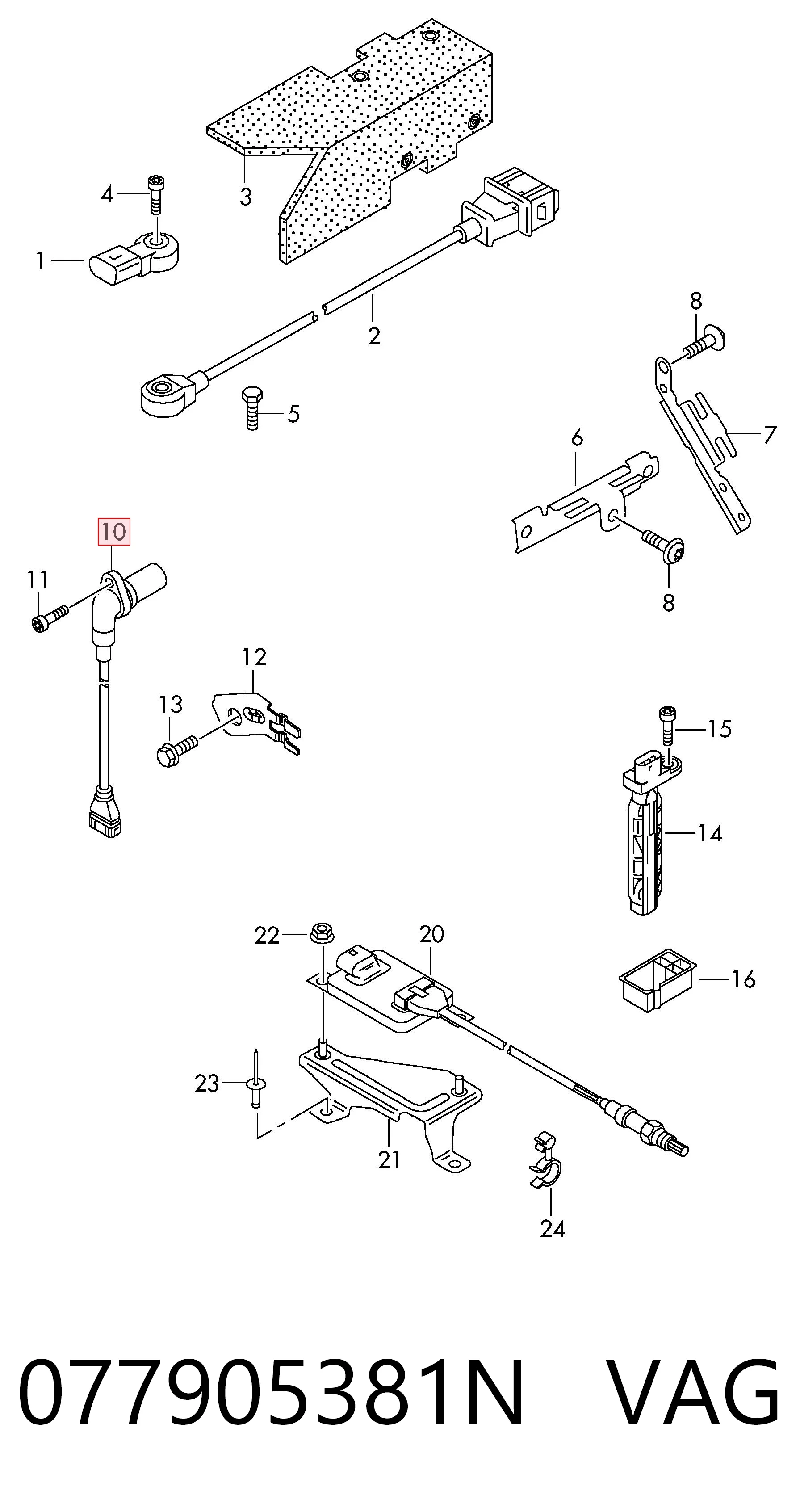 077905381N VAG Sensor de posição (de revoluções) de cambota