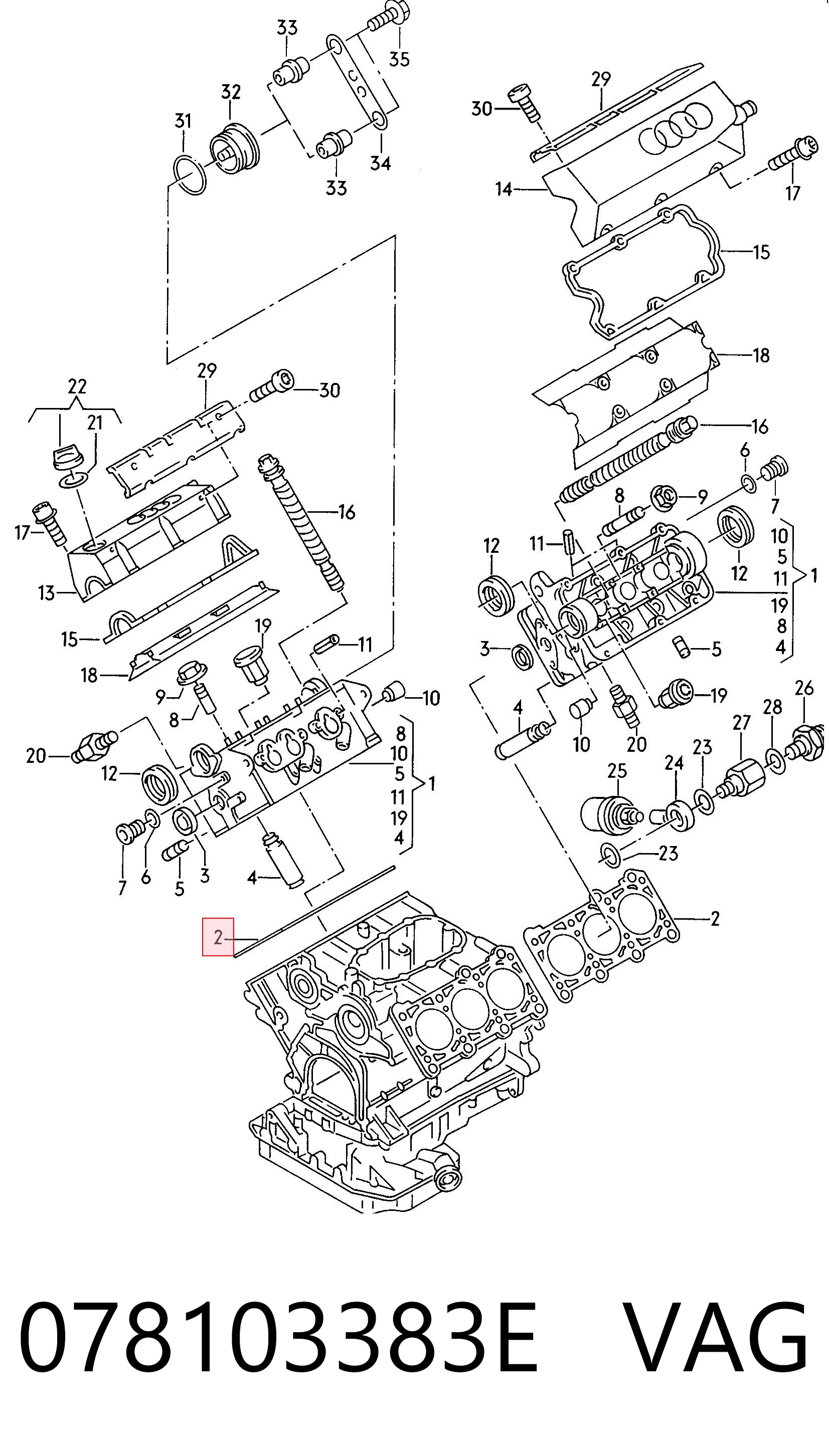 078103383E VAG Vedante de cabeça de motor (CBC)