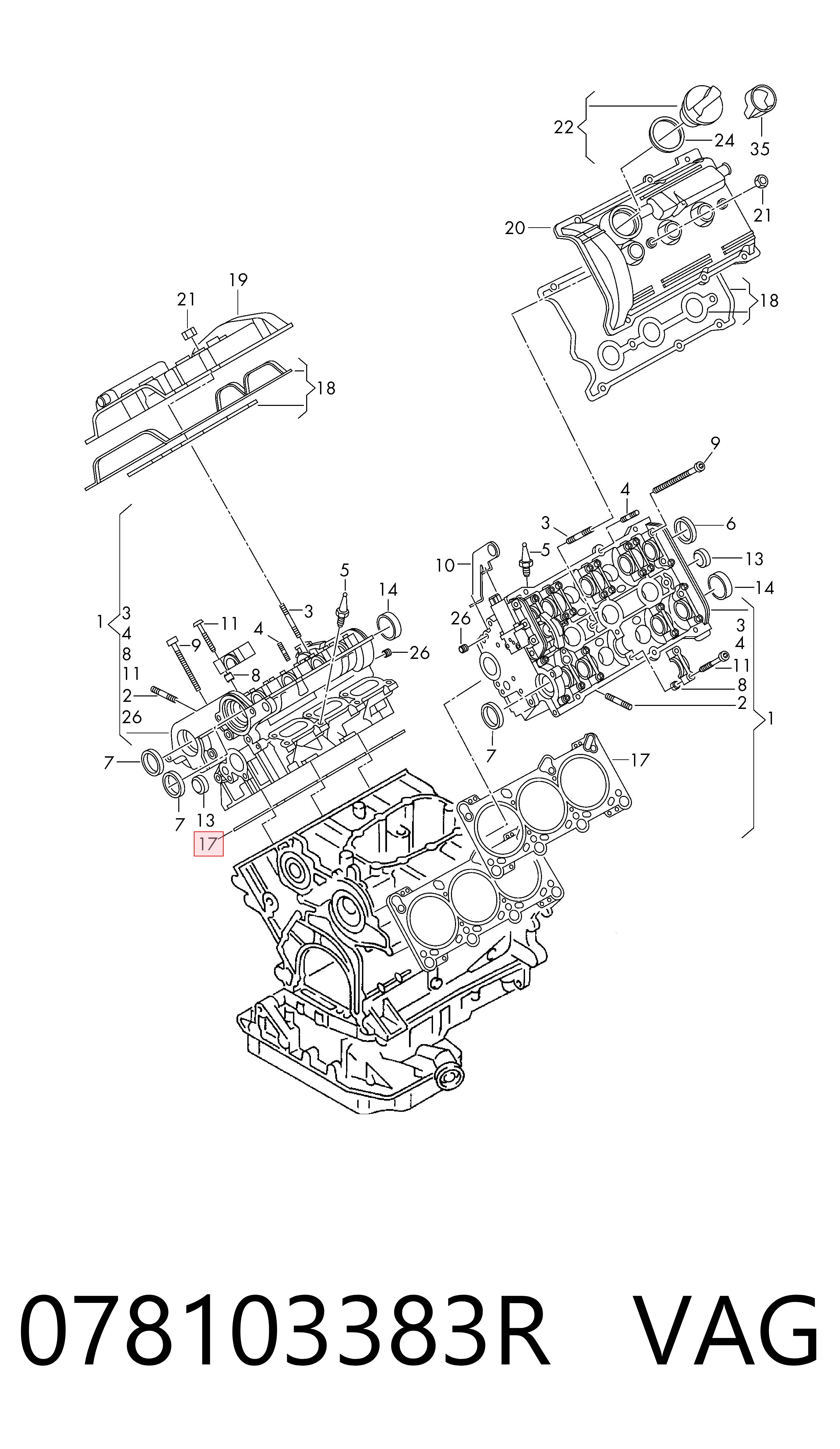 078103383R VAG Vedante de cabeça de motor (CBC)