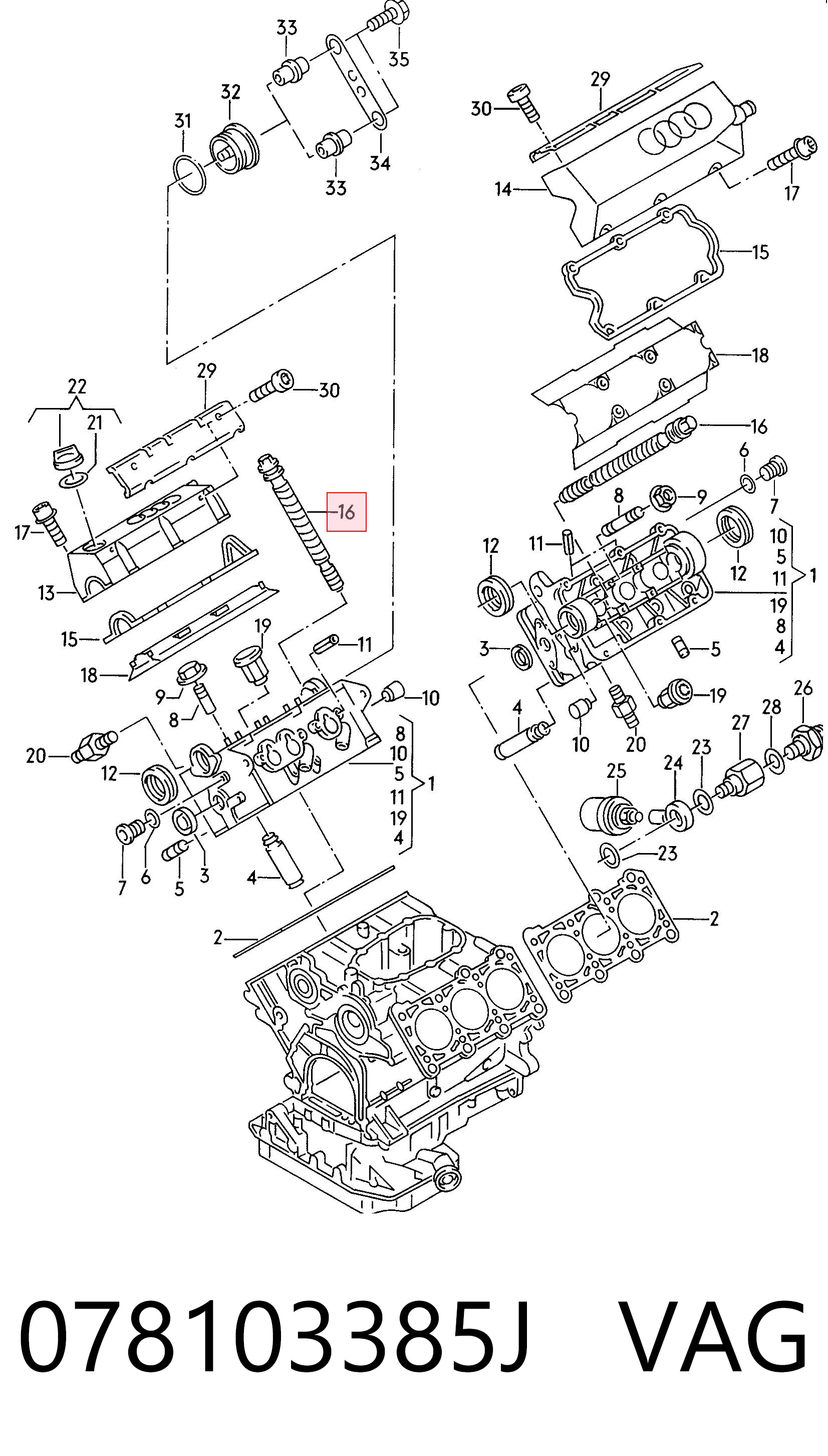 078103385J VAG Parafuso de cabeça de motor (CBC)