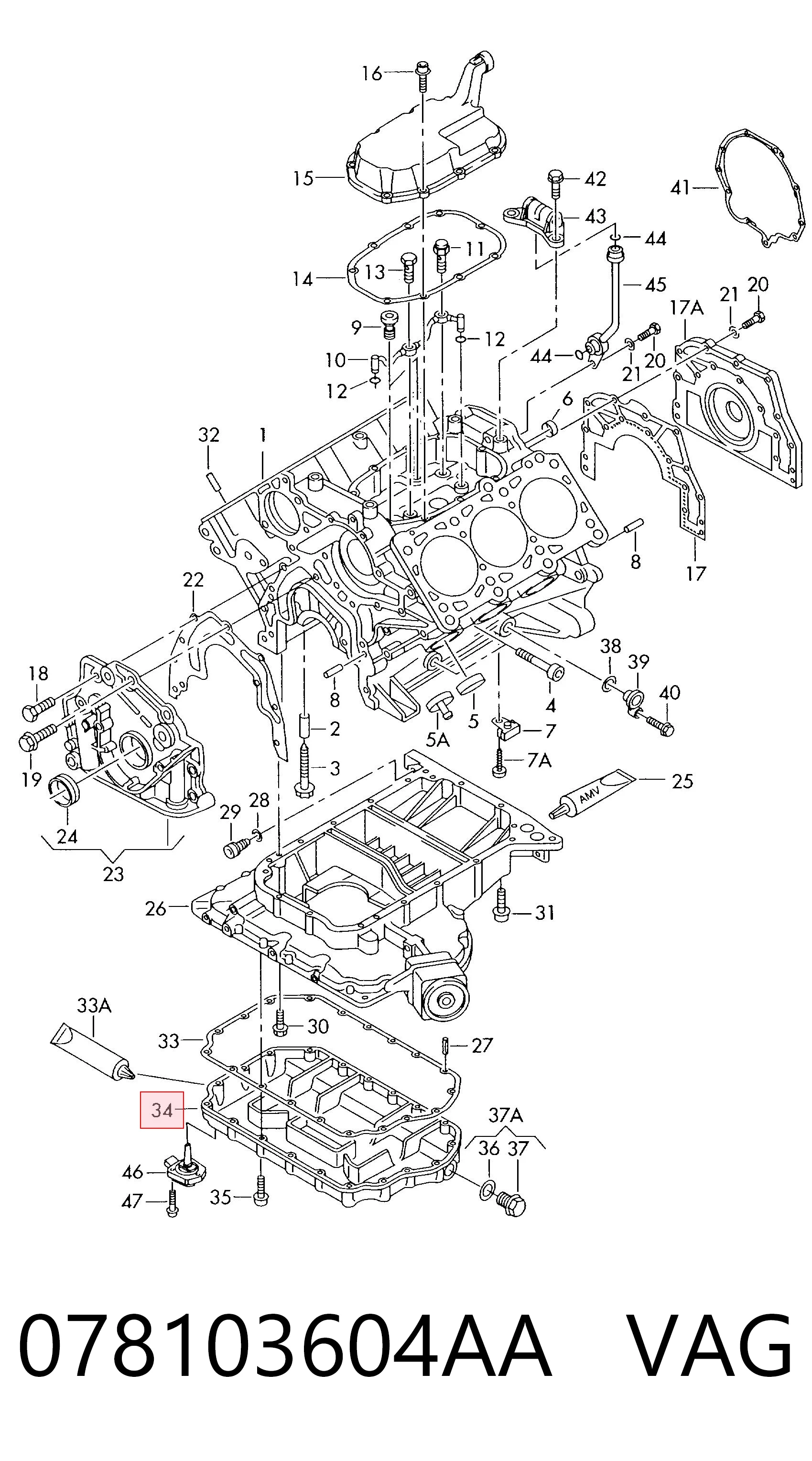 078103604AA VAG Panela de óleo de cárter do motor, parte inferior