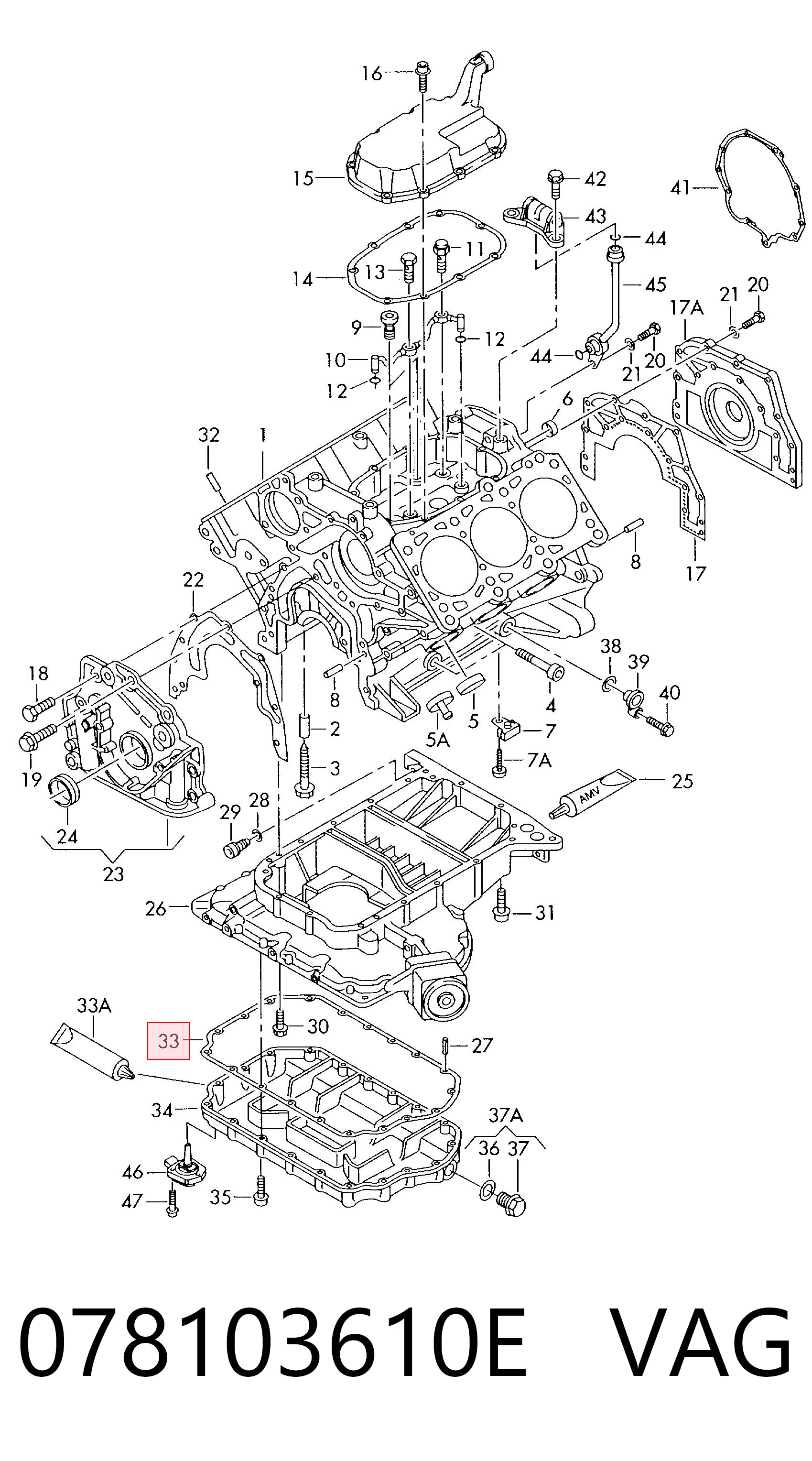 078103610E VAG Vedante de panela de cárter do motor