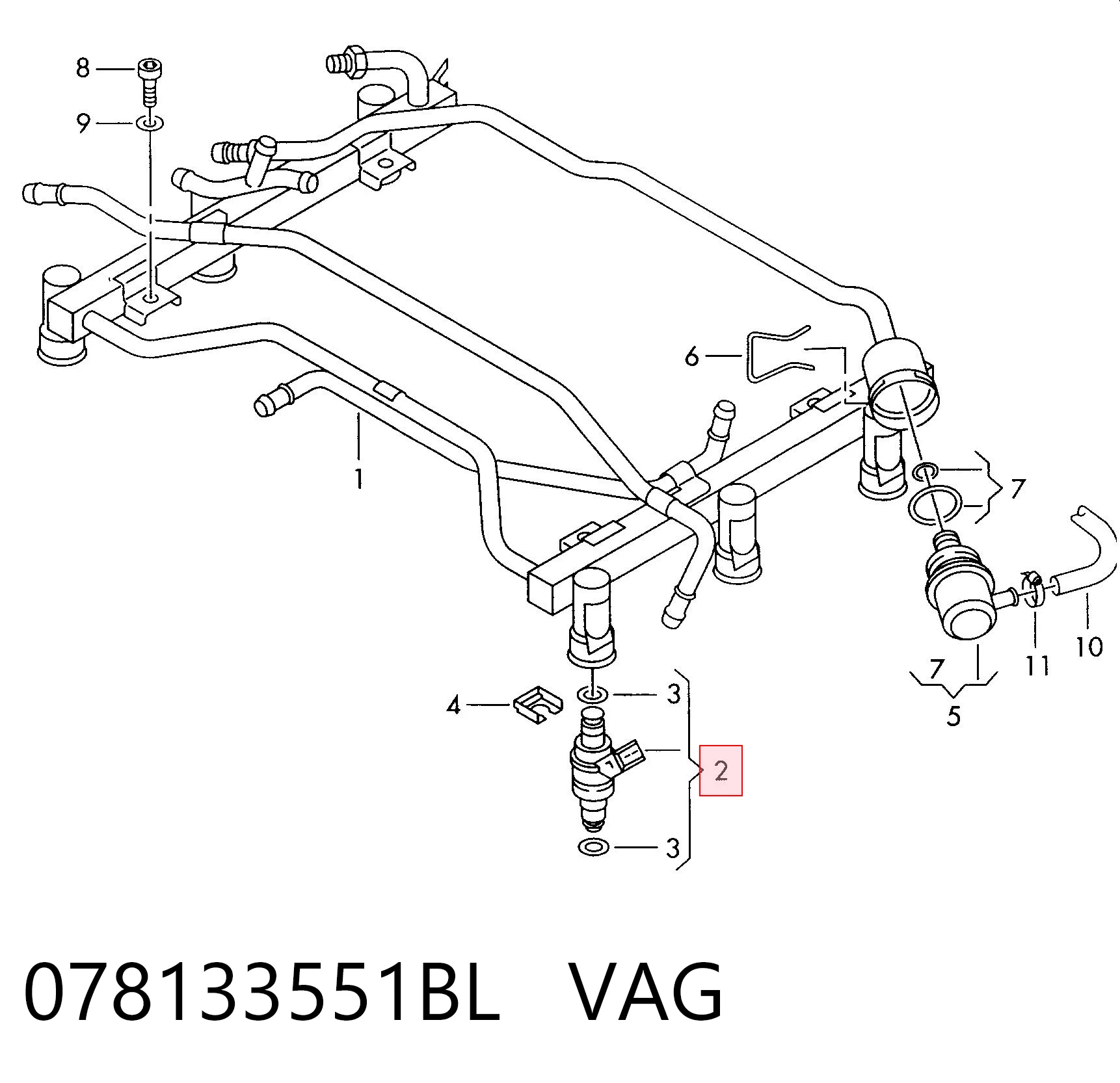 078133551BL VAG Injetor de injeção de combustível